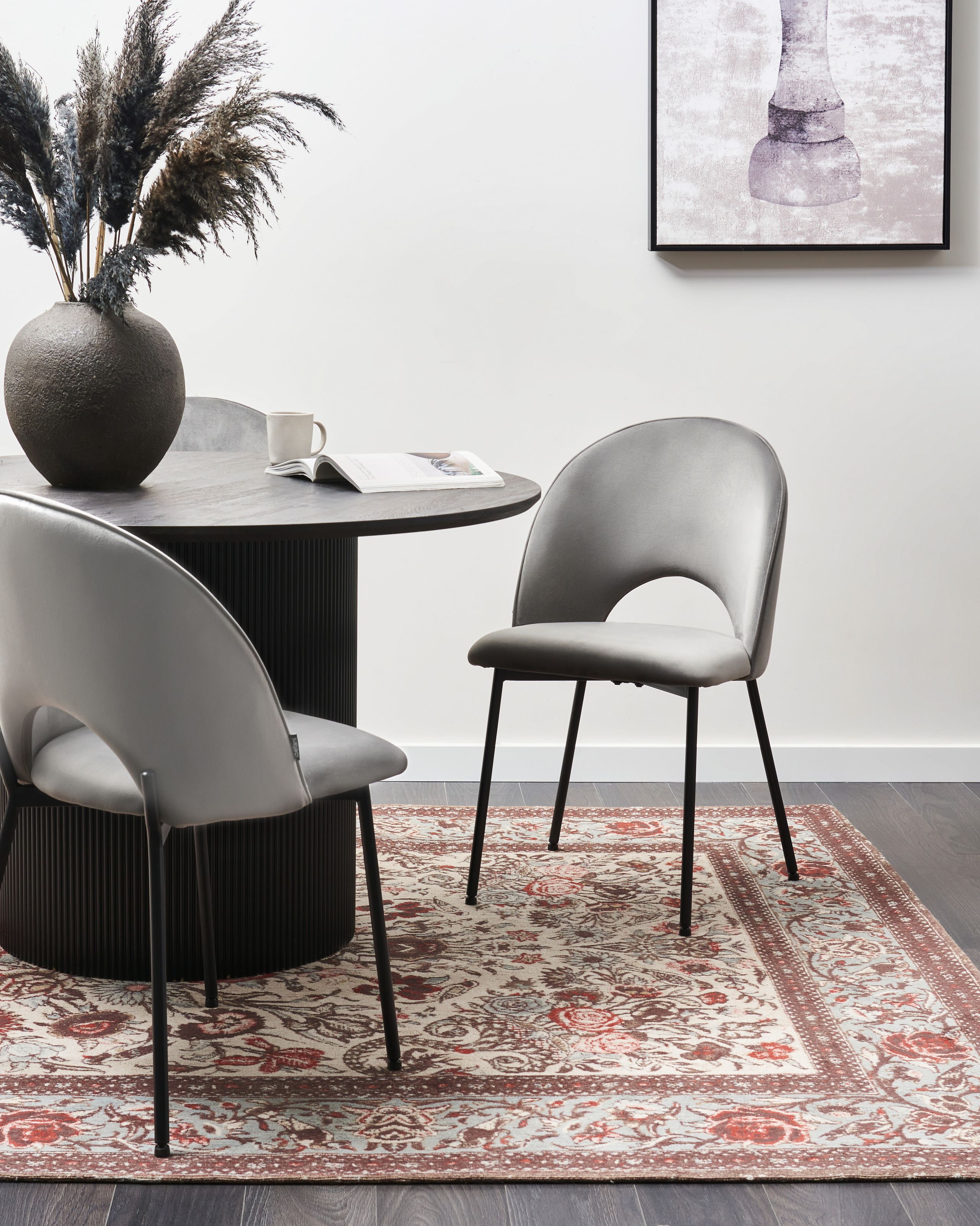 Scaun dining - Set of 2 COVELO dining chairs Grey velvet