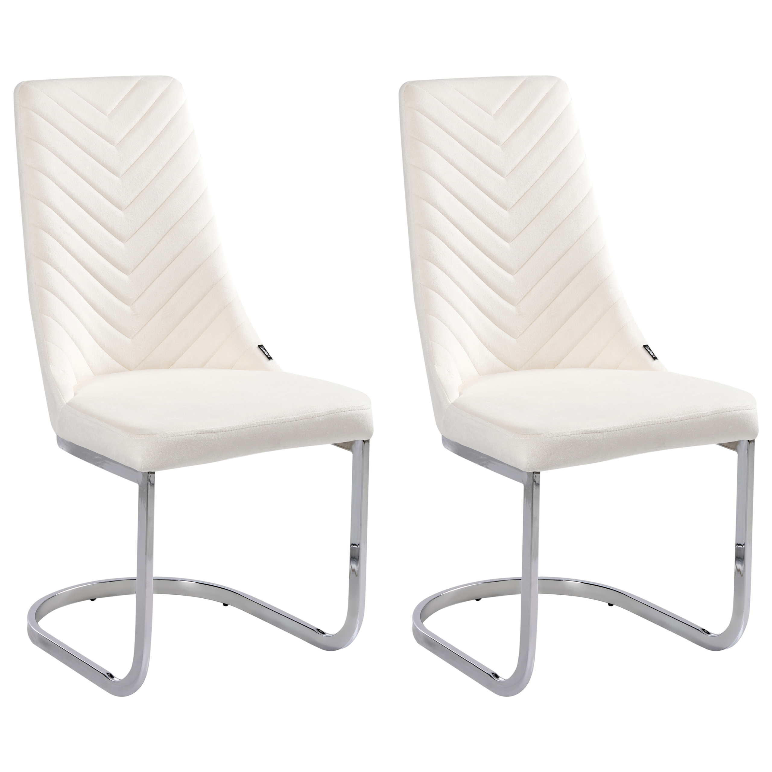 Set of 2 dining chairs ALTOONA Velvet Off-White [1]