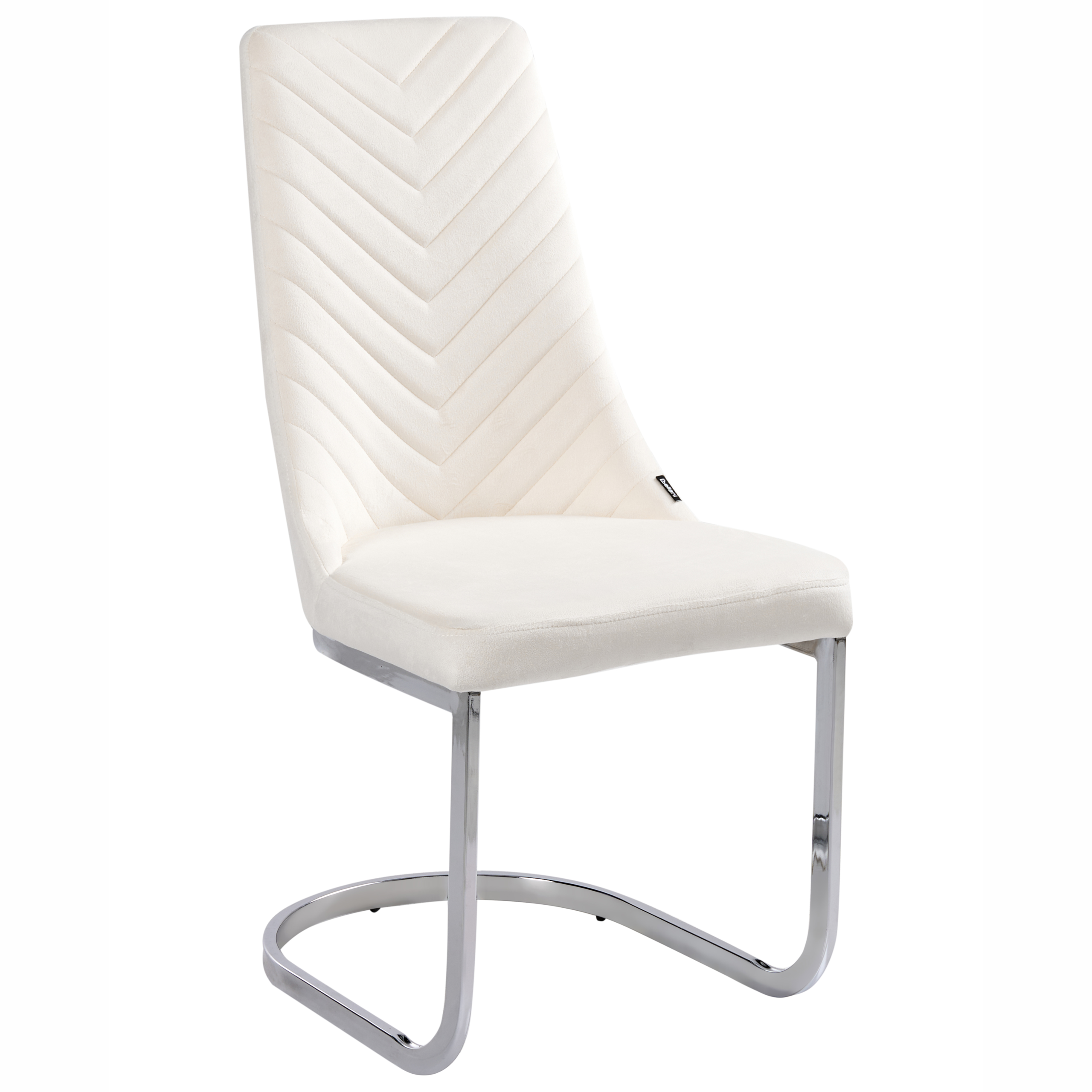 Set of 2 dining chairs ALTOONA Velvet Off-White [3]