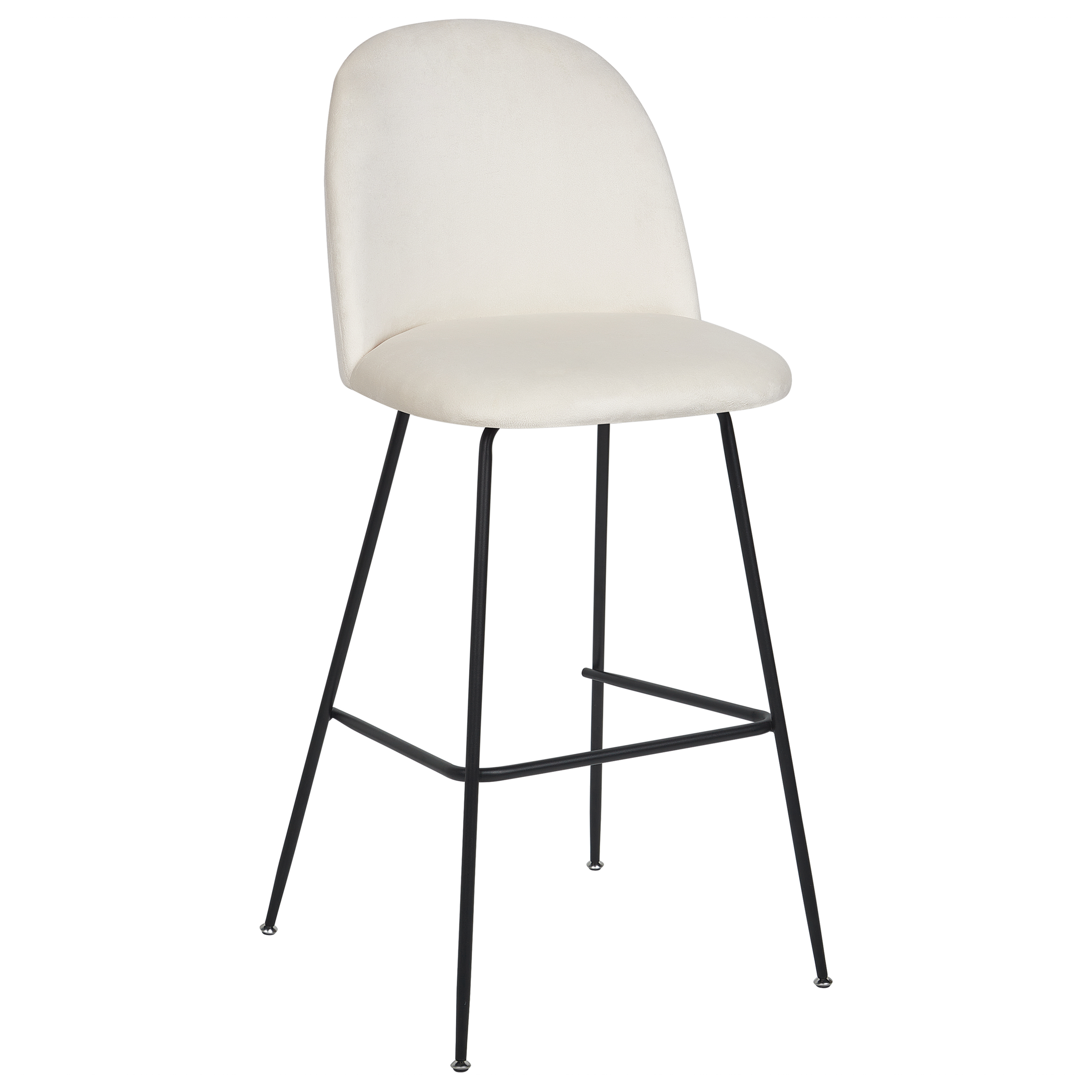 Set de 2 scaune de bar ARCOLA Catifea Alb-murdar [4]