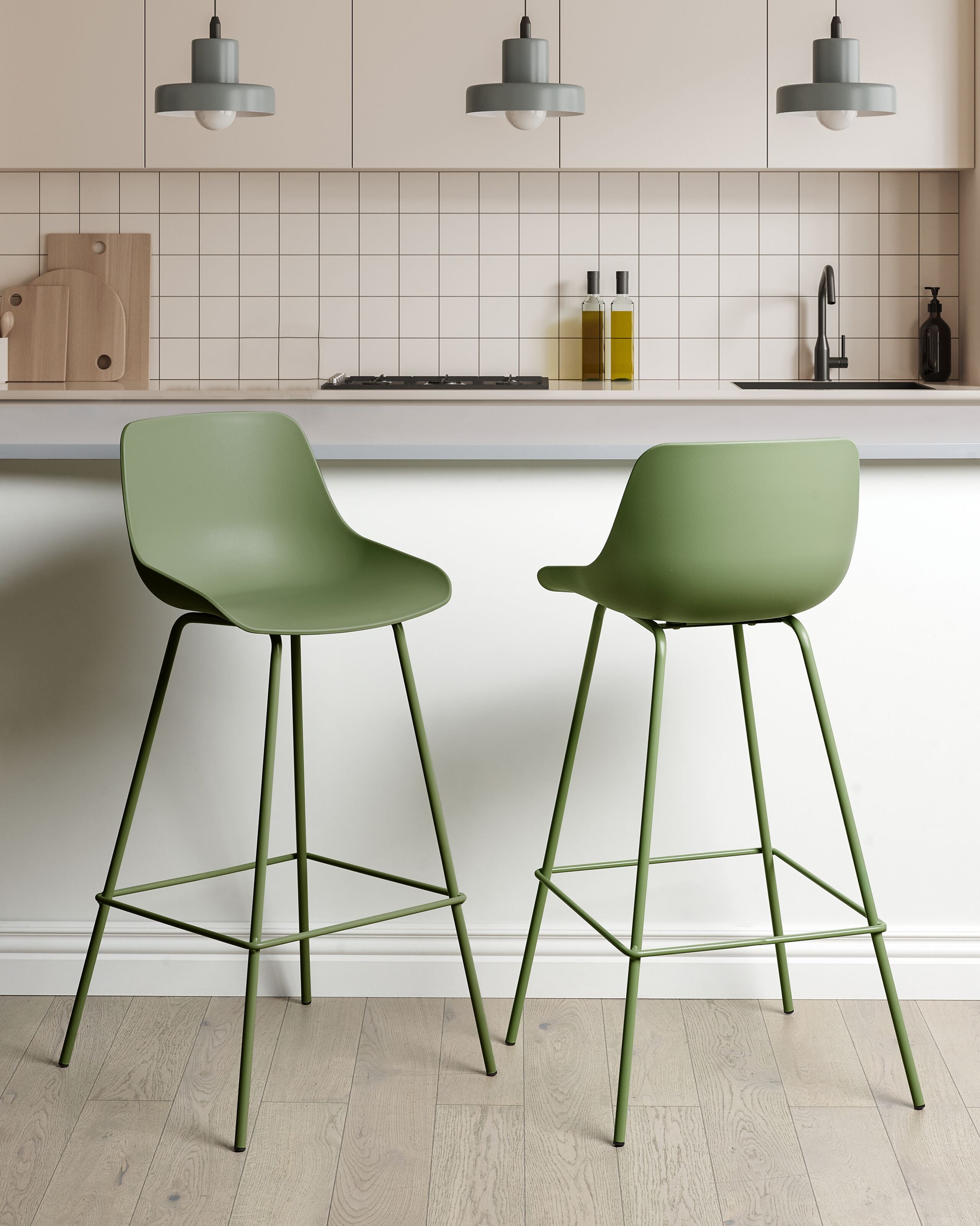 Scaun de bar - Set of 2 bar stools EMMET Green
