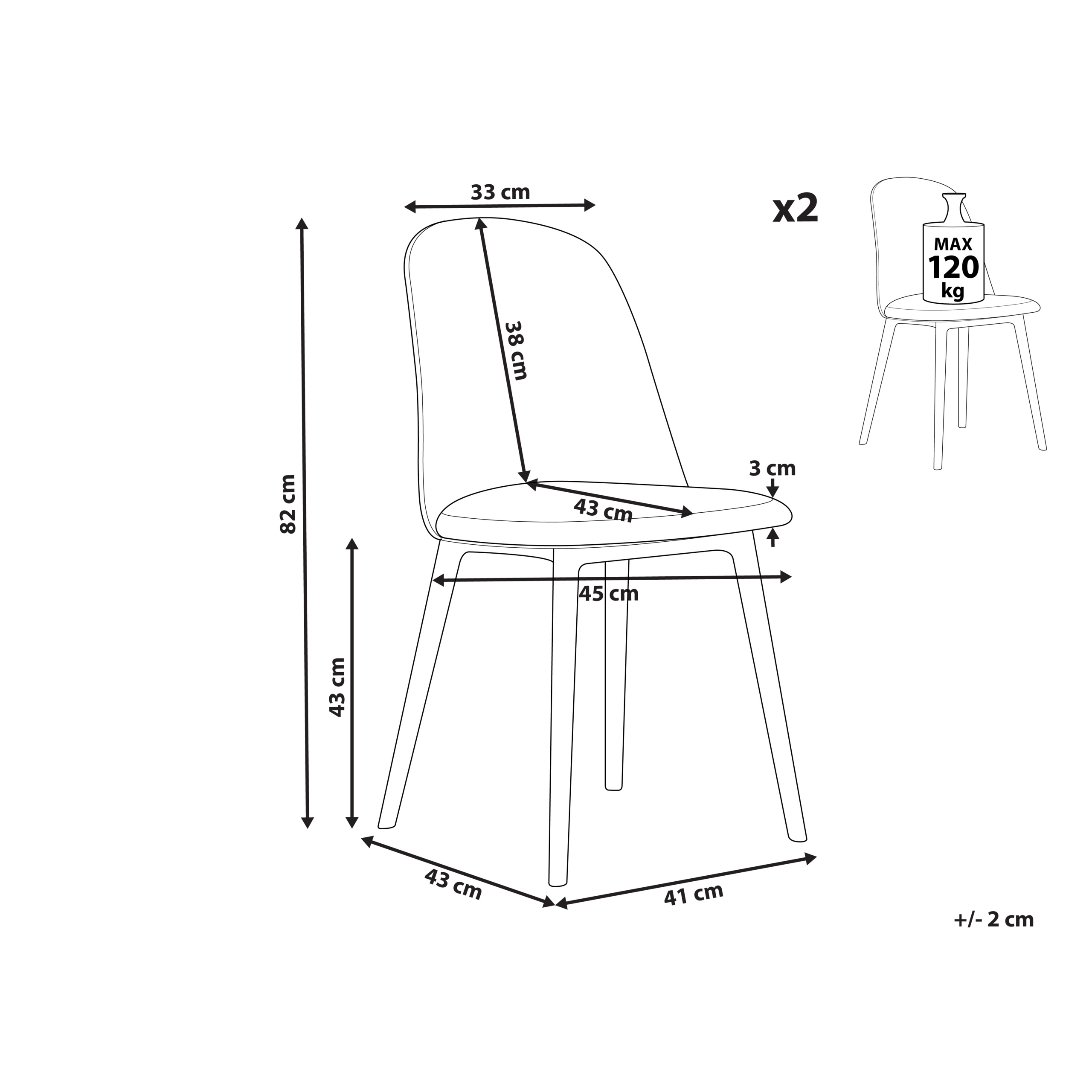 Set de 2 scaune dining FOMBY Albastru deschis [3]