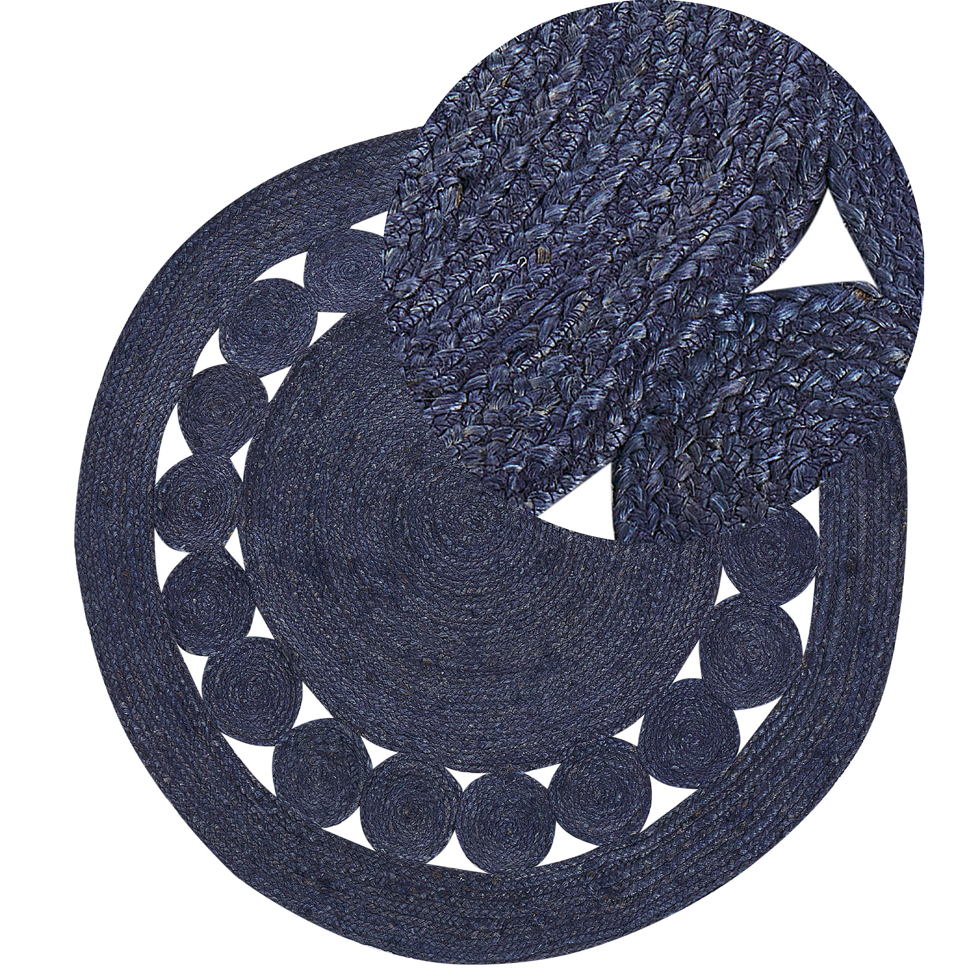 KOYUNLU Rug Dark Blue ø 120 cm Jute [2]