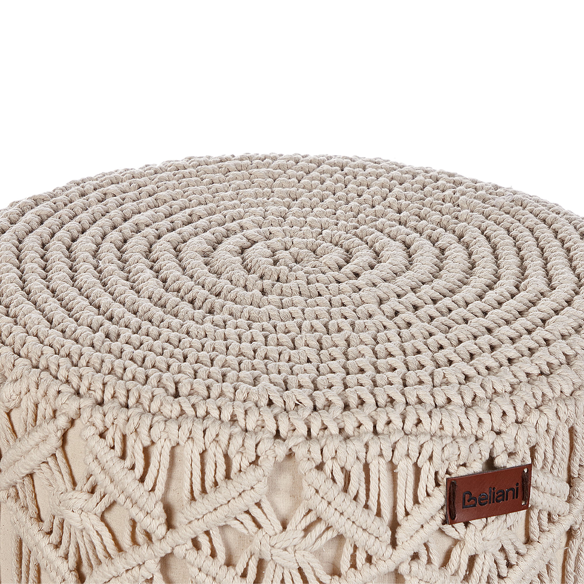 Scaun taburet Macrame NAWABAD Bumbac Bej [4]