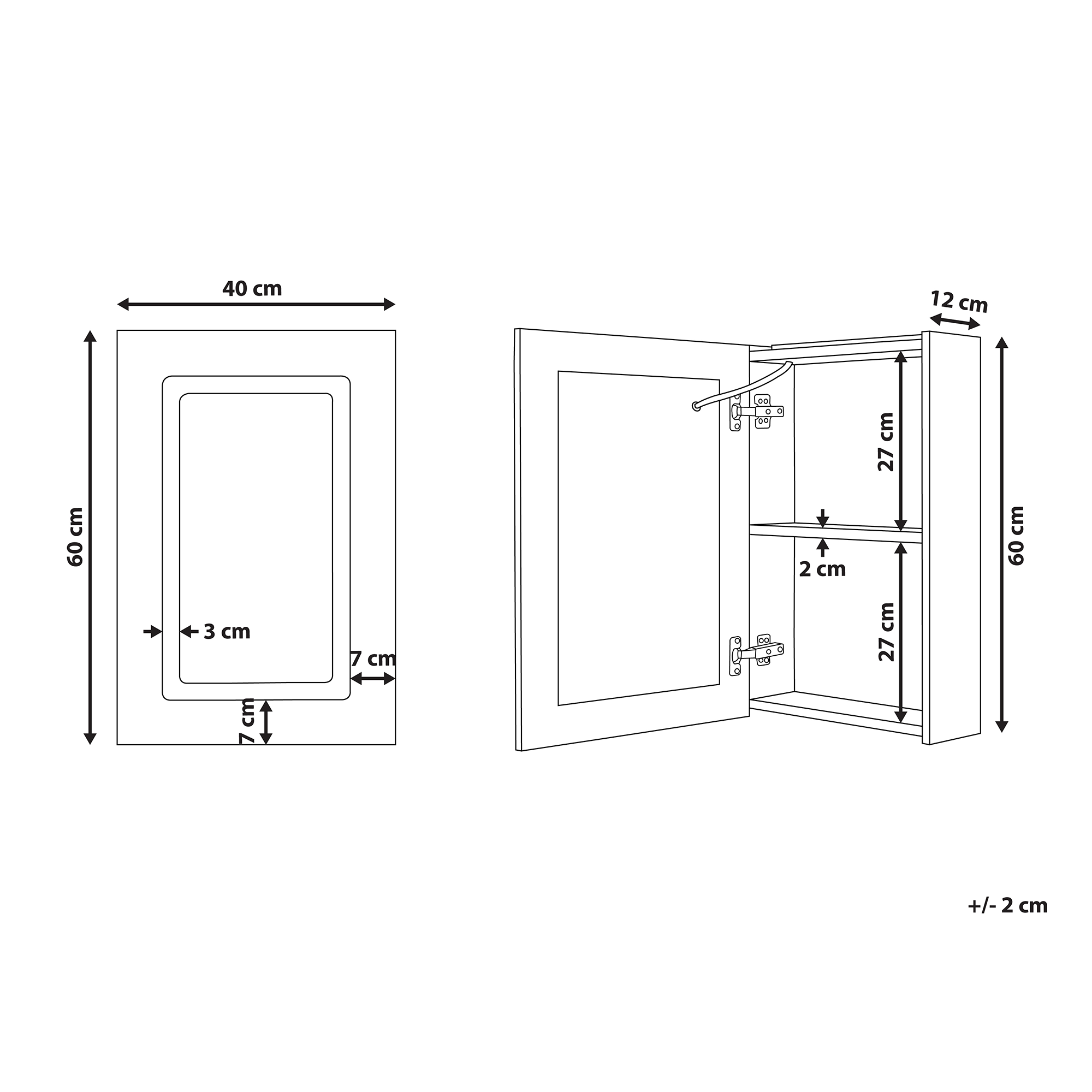 Dulap de baie suspendat cu oglindă LED CONDOR 40 cm 60 cm Negru [3]