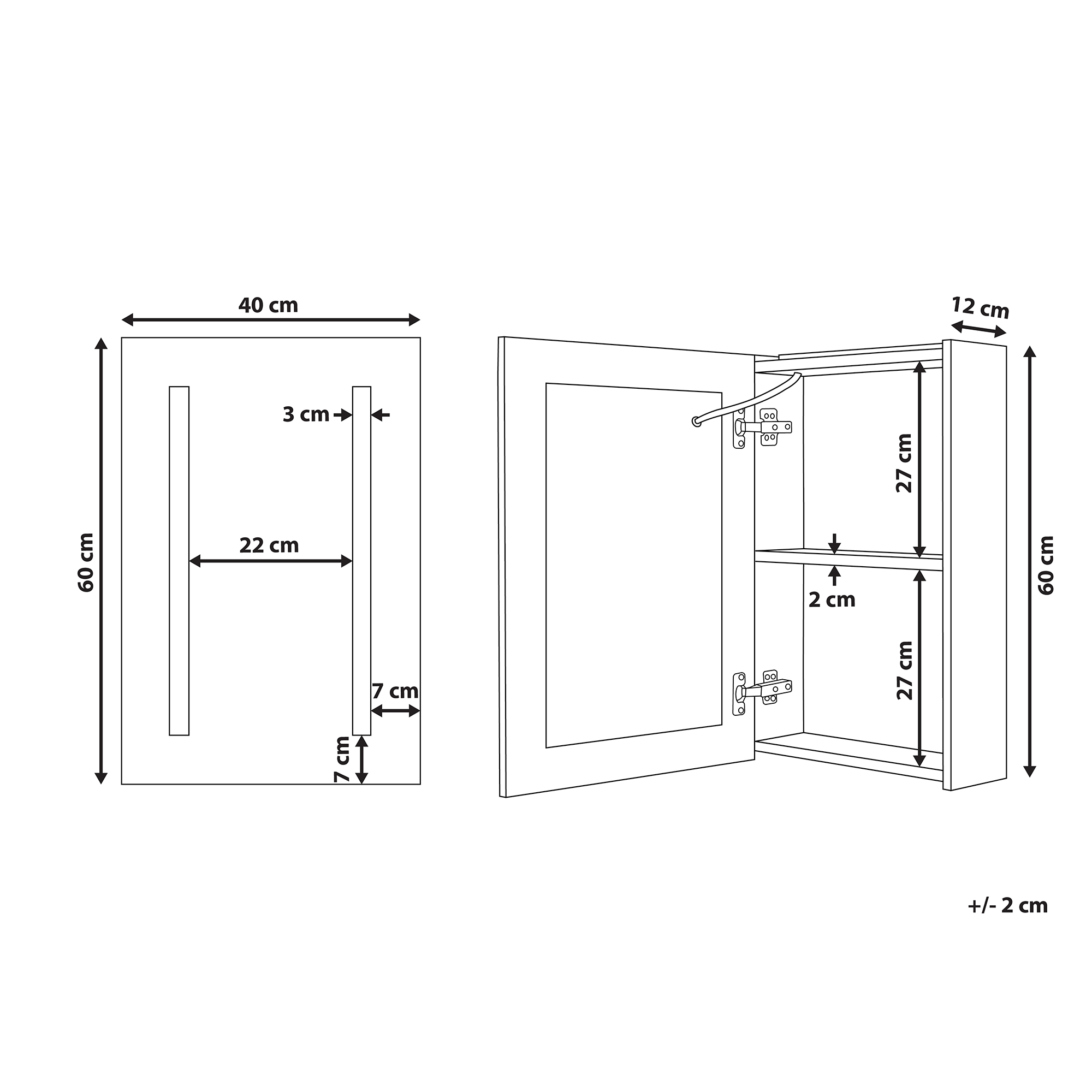 Wall-mounted bathroom cabinet with LED mirror CAMERON 40 cm 60 cm Black [3]