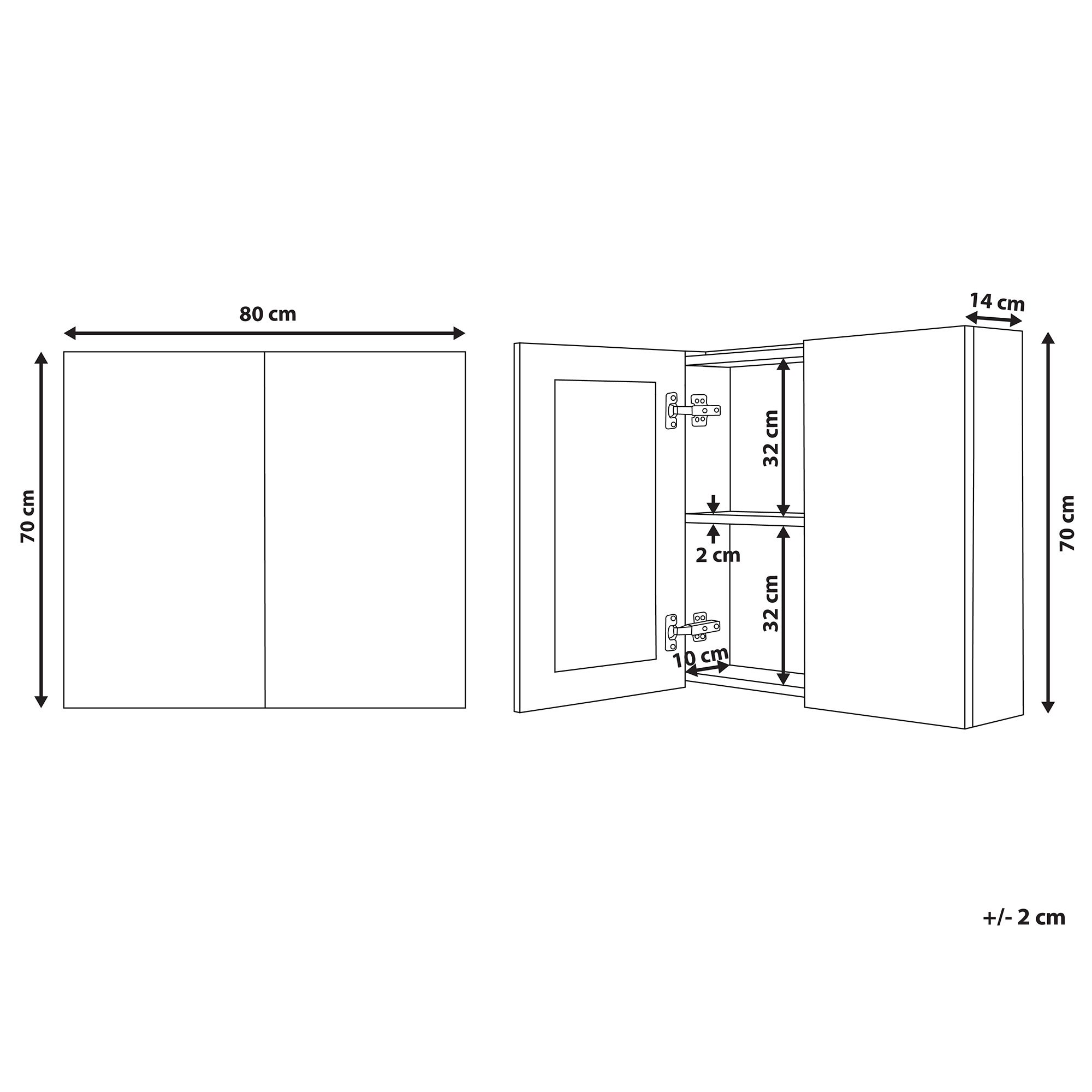Dulap de baie suspendat cu oglindă NAVARRA 80 cm 70 cm Negru [3]