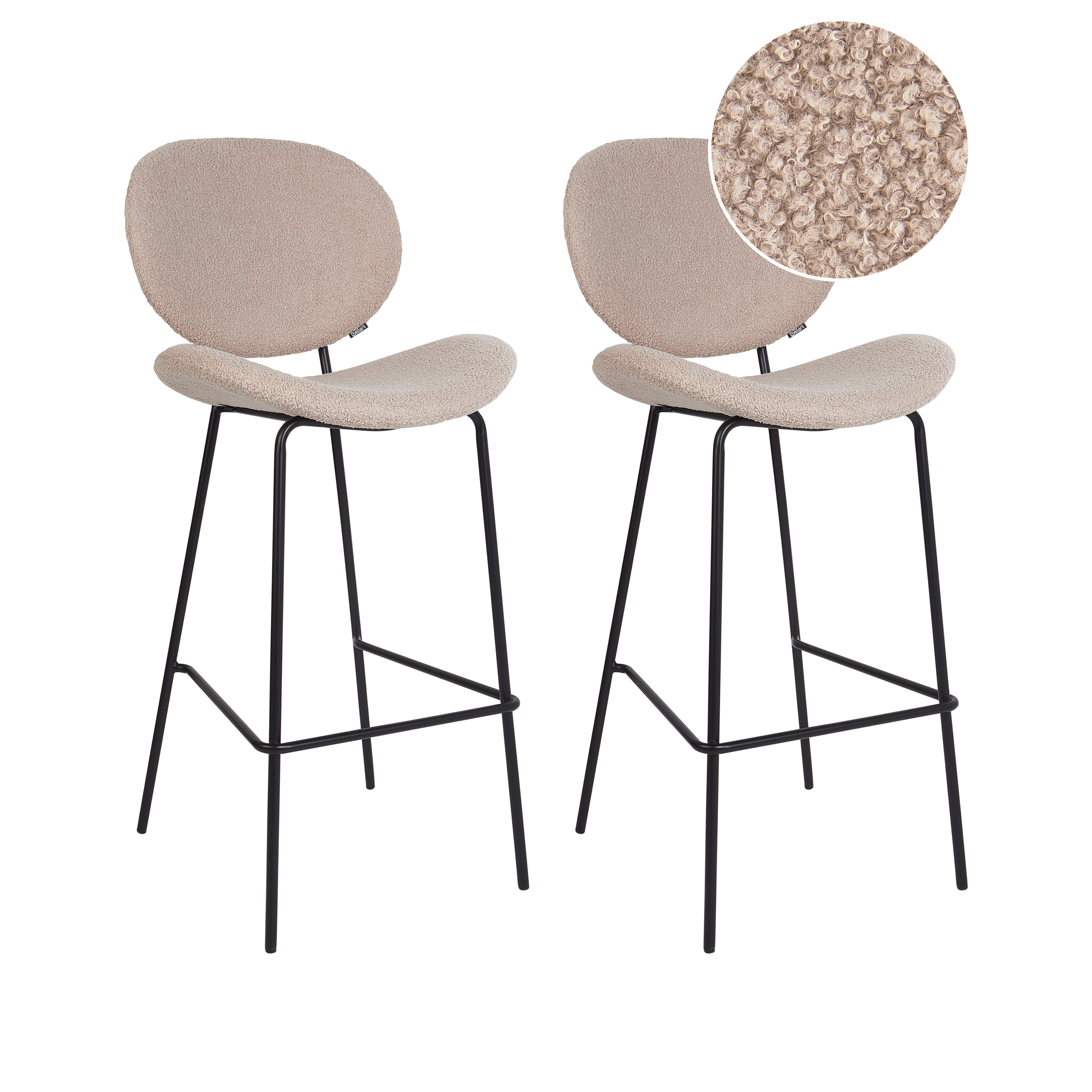 Set of 2 bar stools LUANA Boucle Light beige [2]
