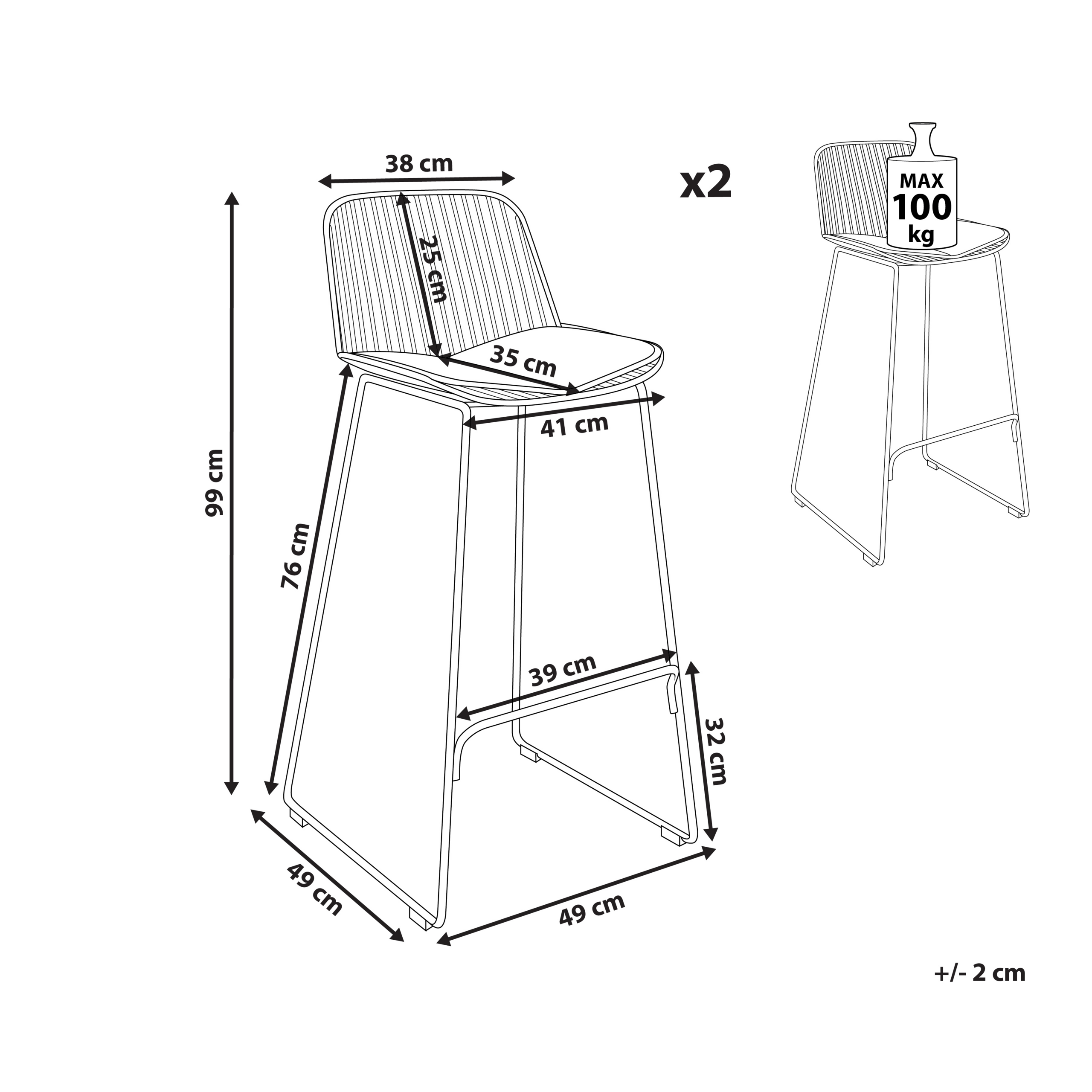 Set de 2 scaune de bar PENSACOLA Metal Auriu [3]