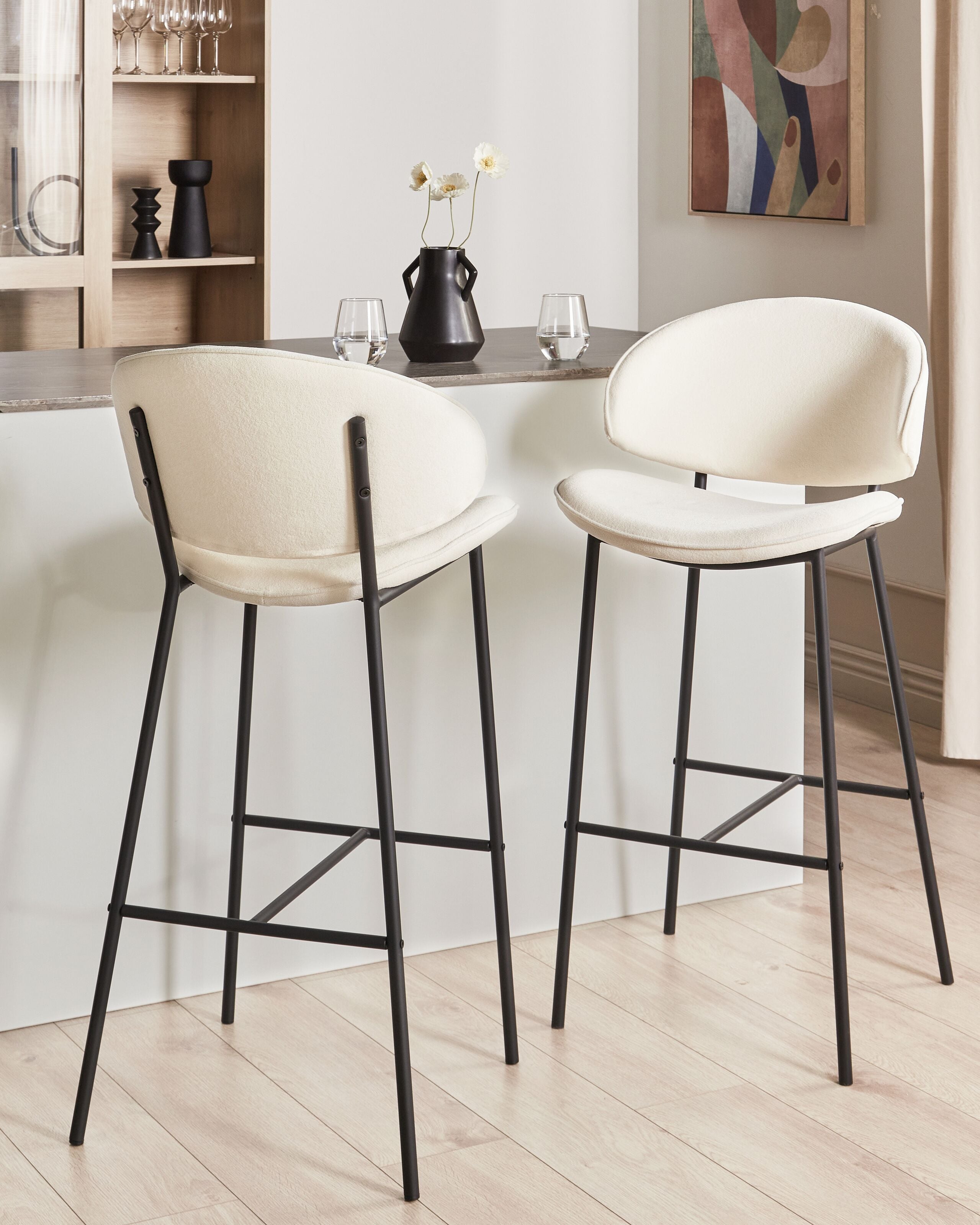 Scaun de bar - Set of 2 KIANA Bar Stools Light Beige