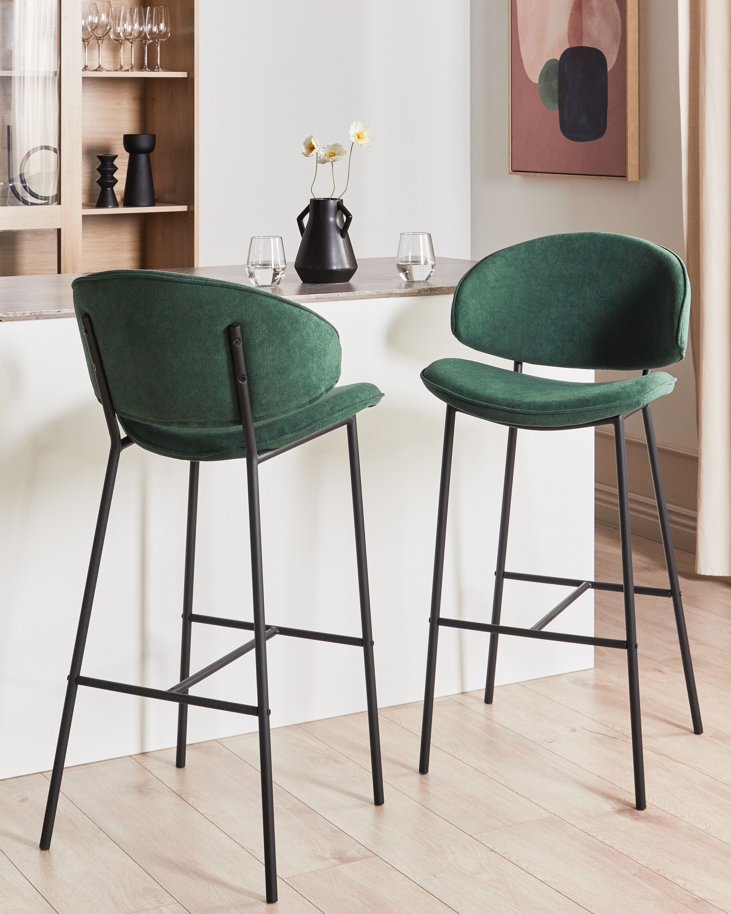 Set of 2 bar chairs KIANA Dark Green [1]