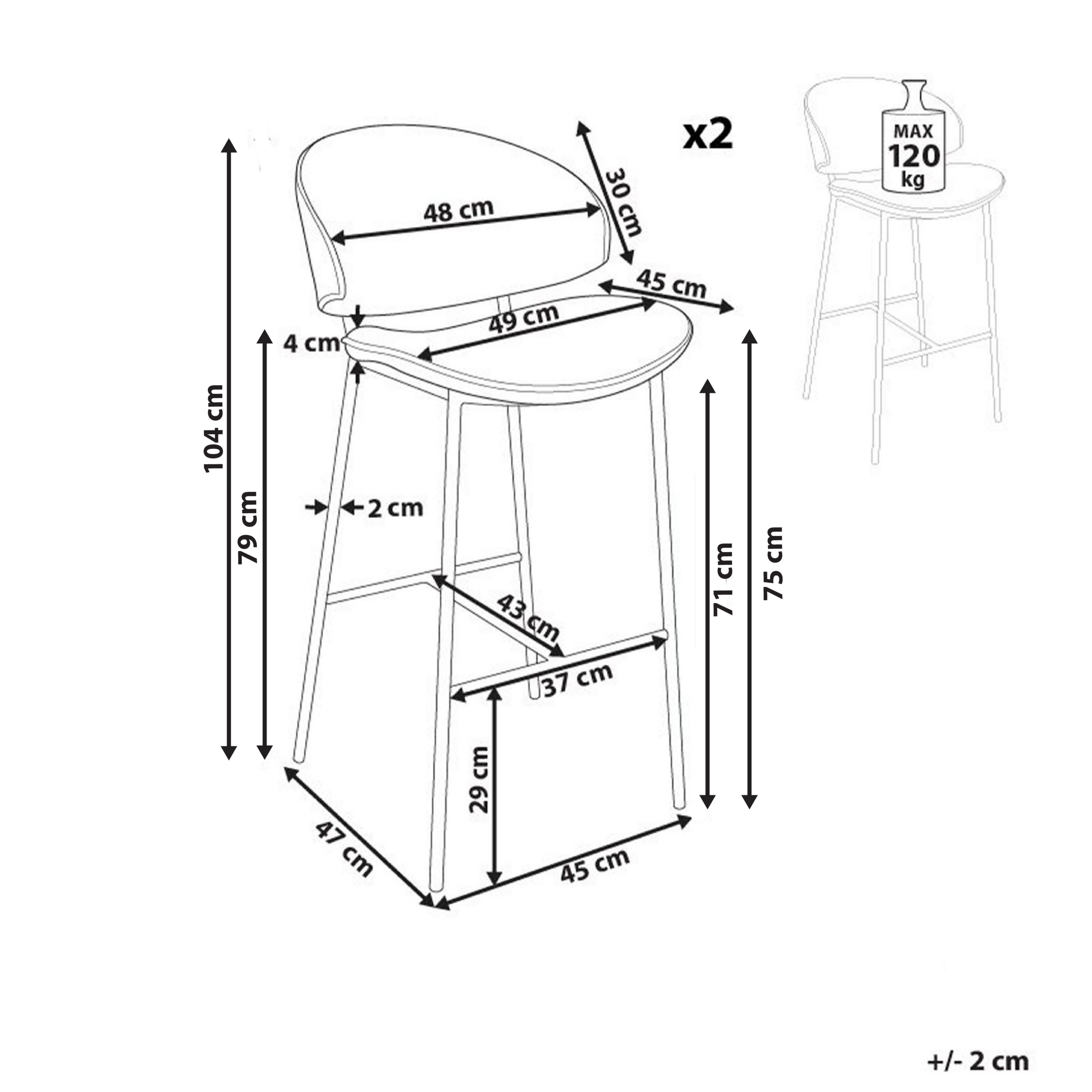 Set of 2 Bar Stools KIANA Orange [3]