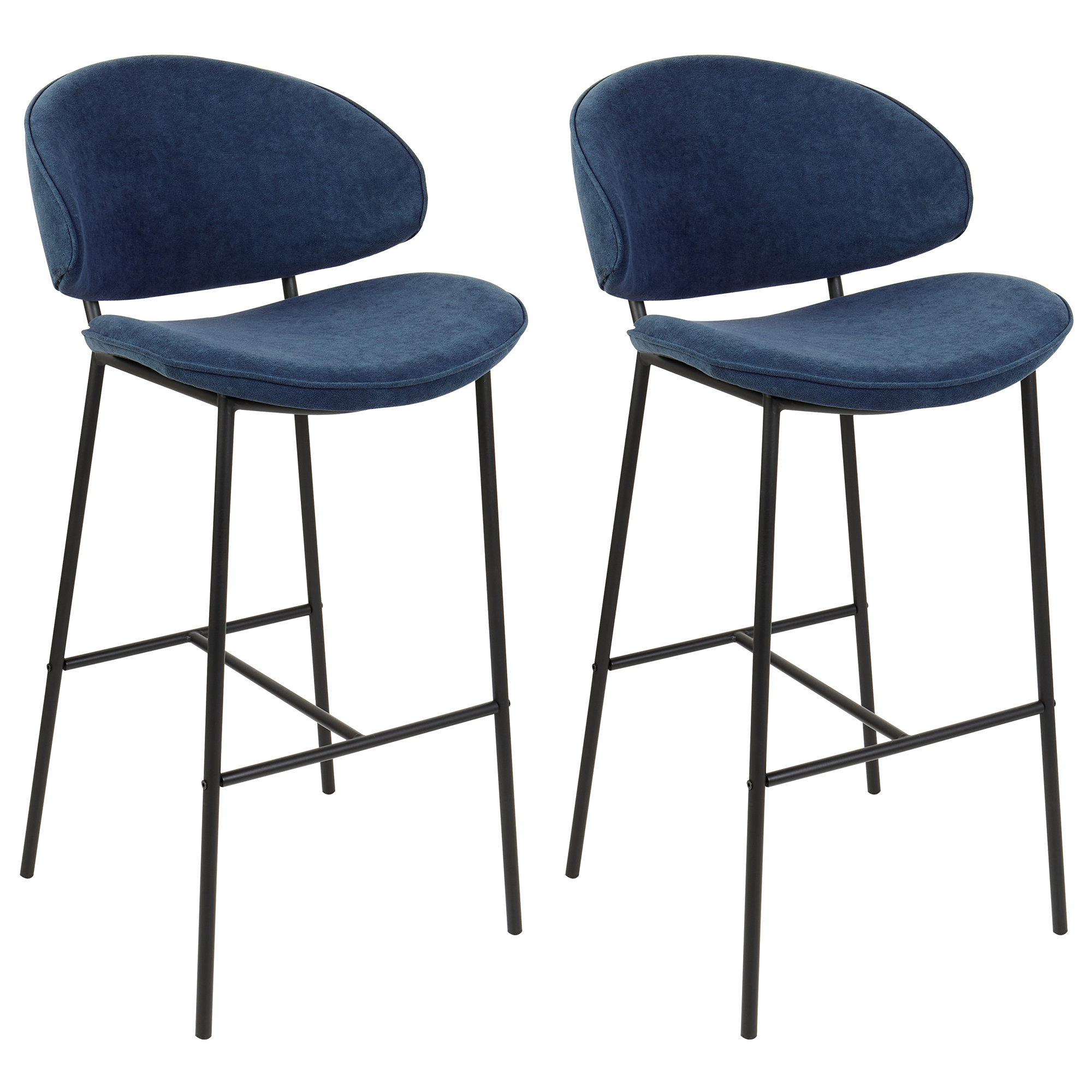 Set of 2 Bar Chairs KIANA Navy Blue [2]