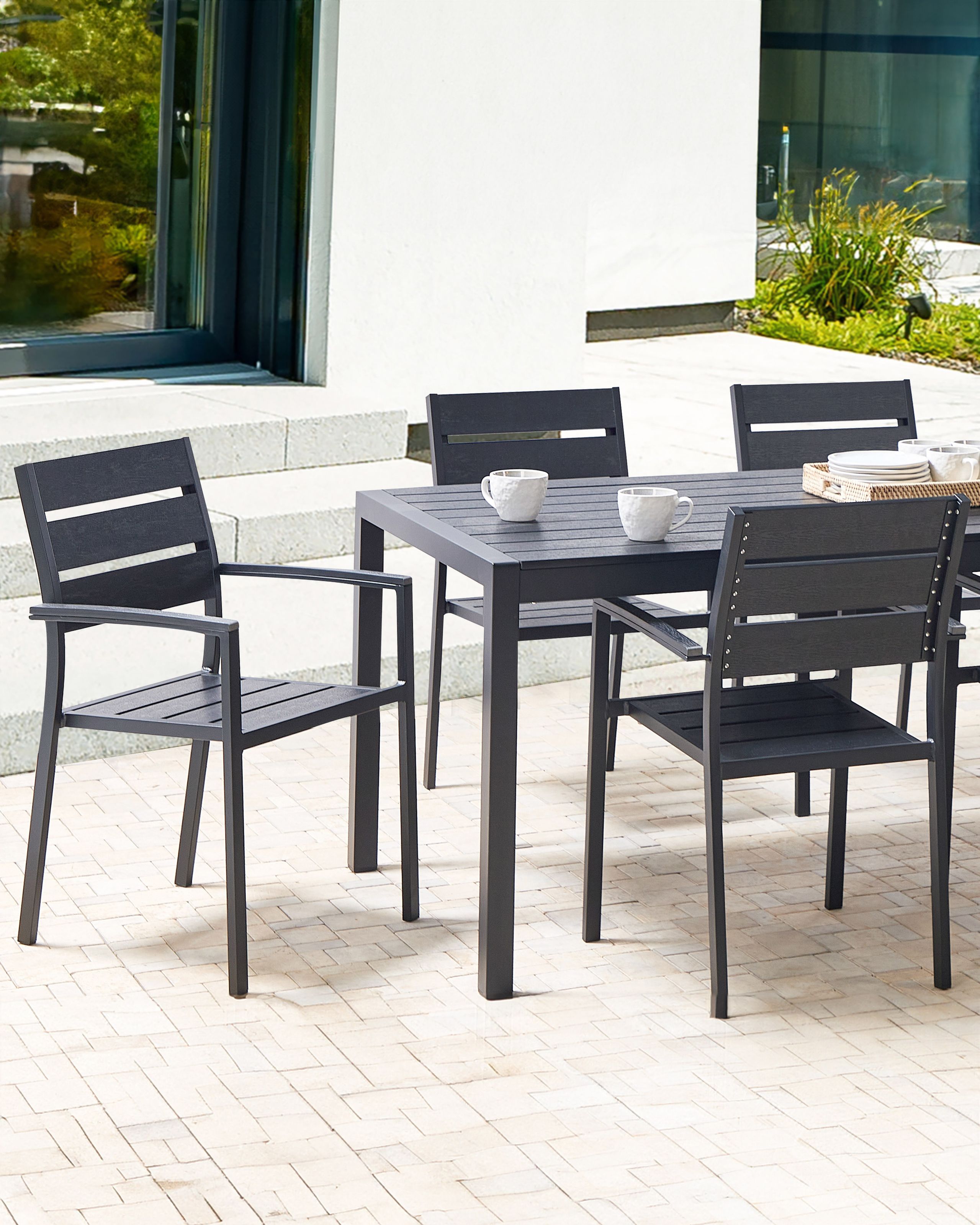 Scaun dining - Set de 6 scaune de grădină VERNIO Negru