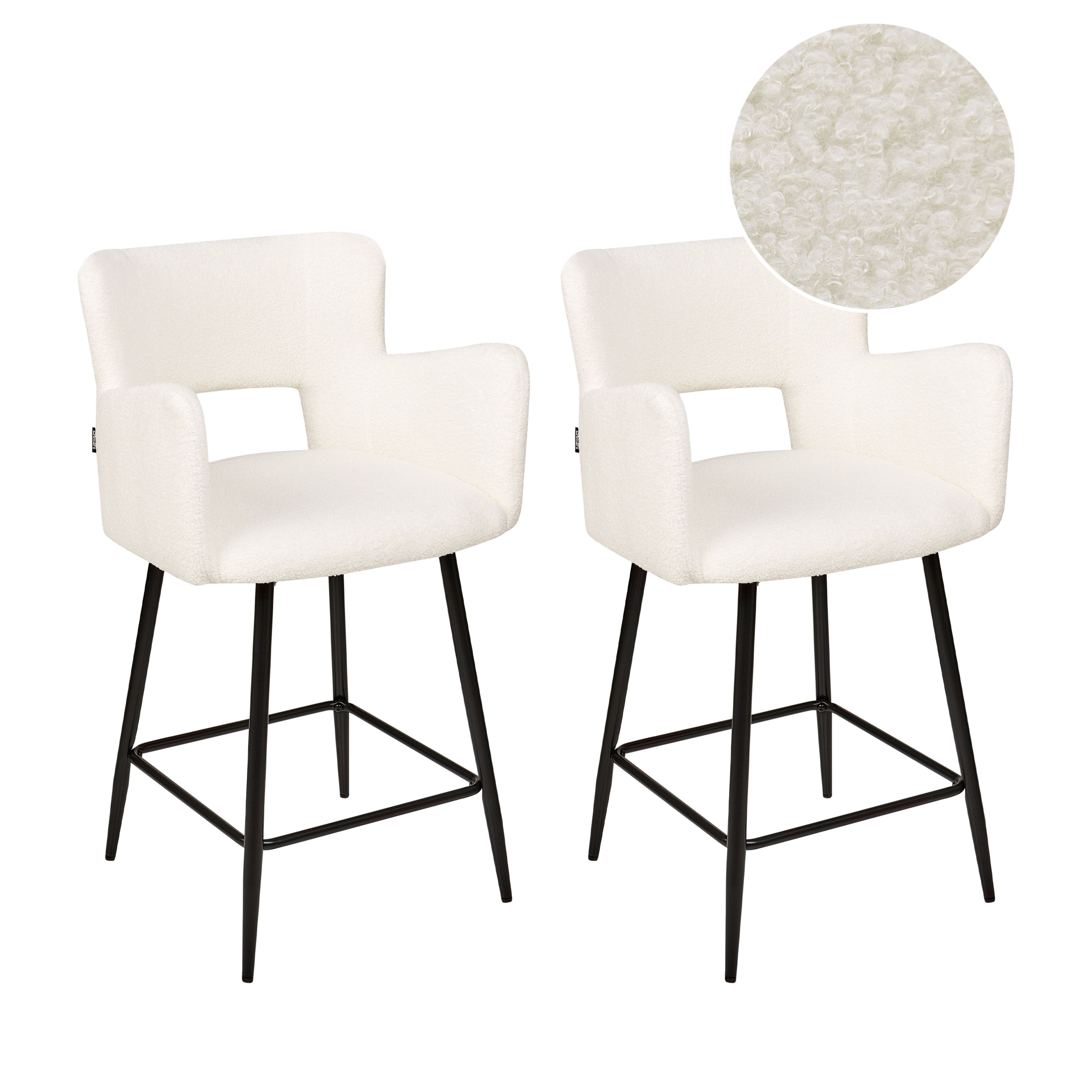 Set of 2 bar stools SANILAC Boucle Off-white [2]
