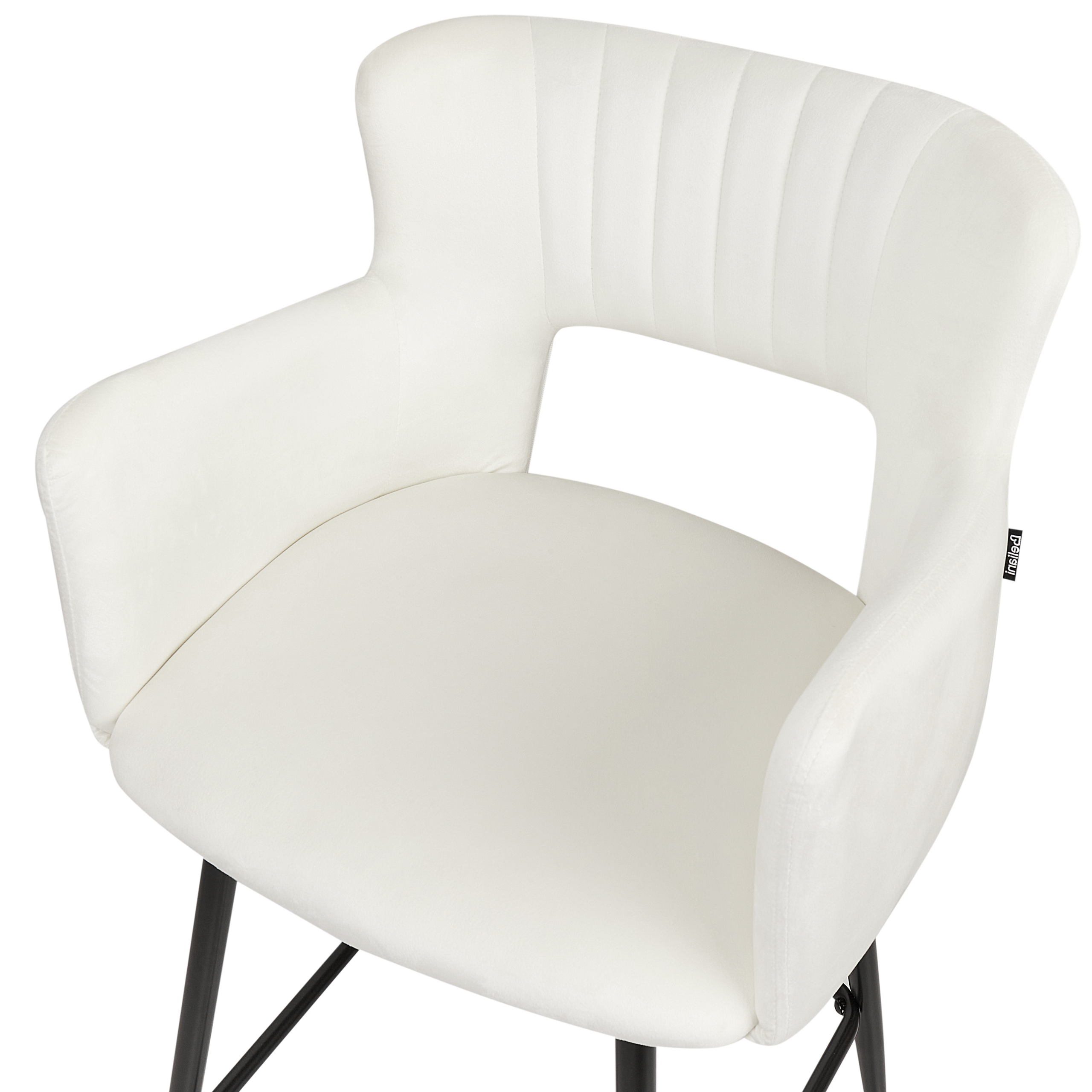 Set of 2 SANILAC Bar Stools Velvet White [7]