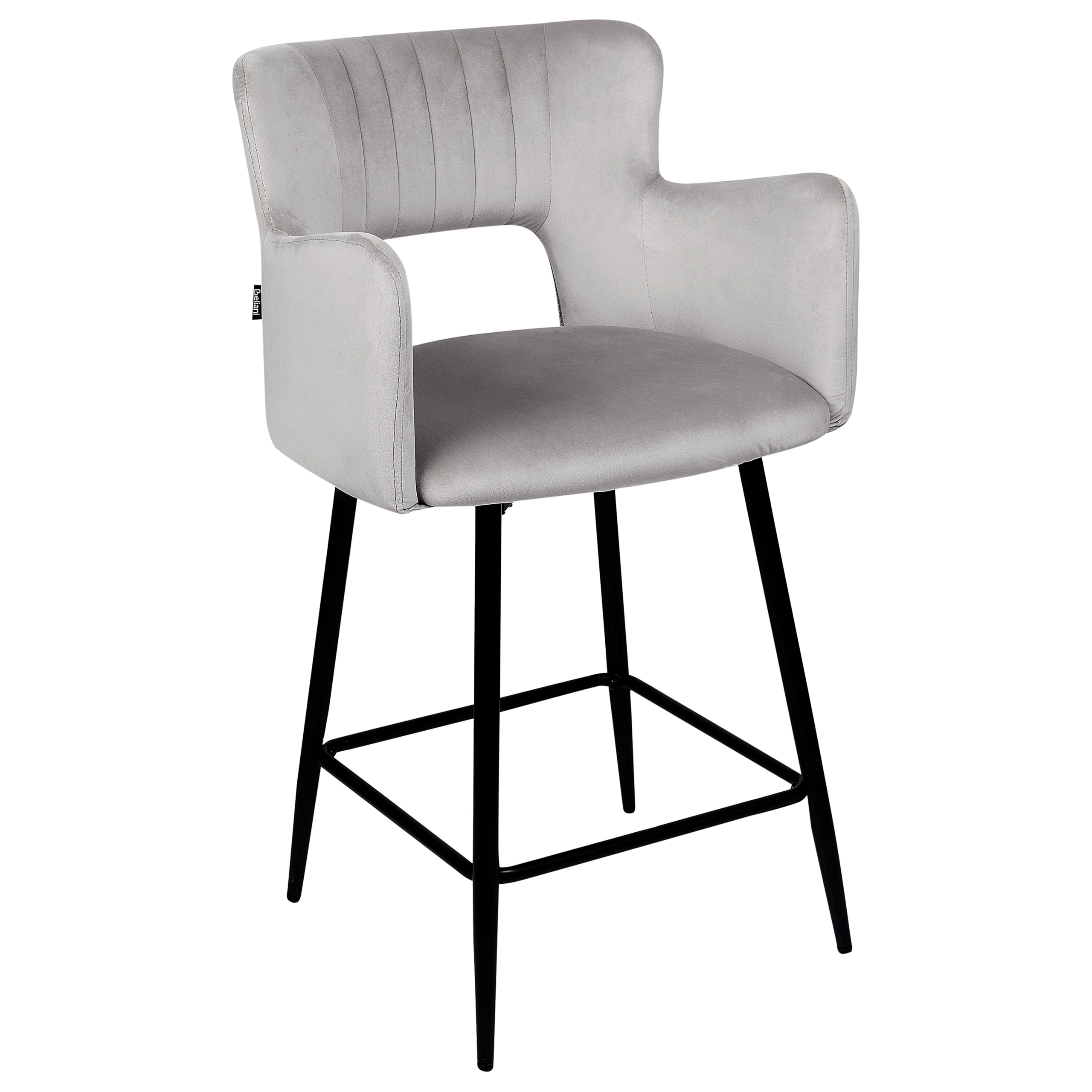 Set de 2 scaune de bar SANILAC Catifea Gri deschis [4]