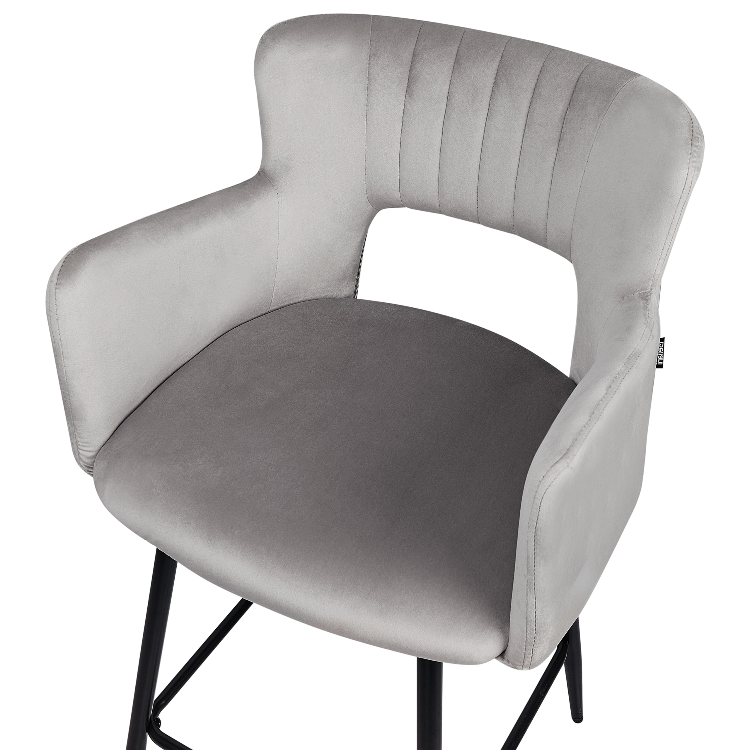 Set de 2 scaune de bar SANILAC Catifea Gri deschis [6]