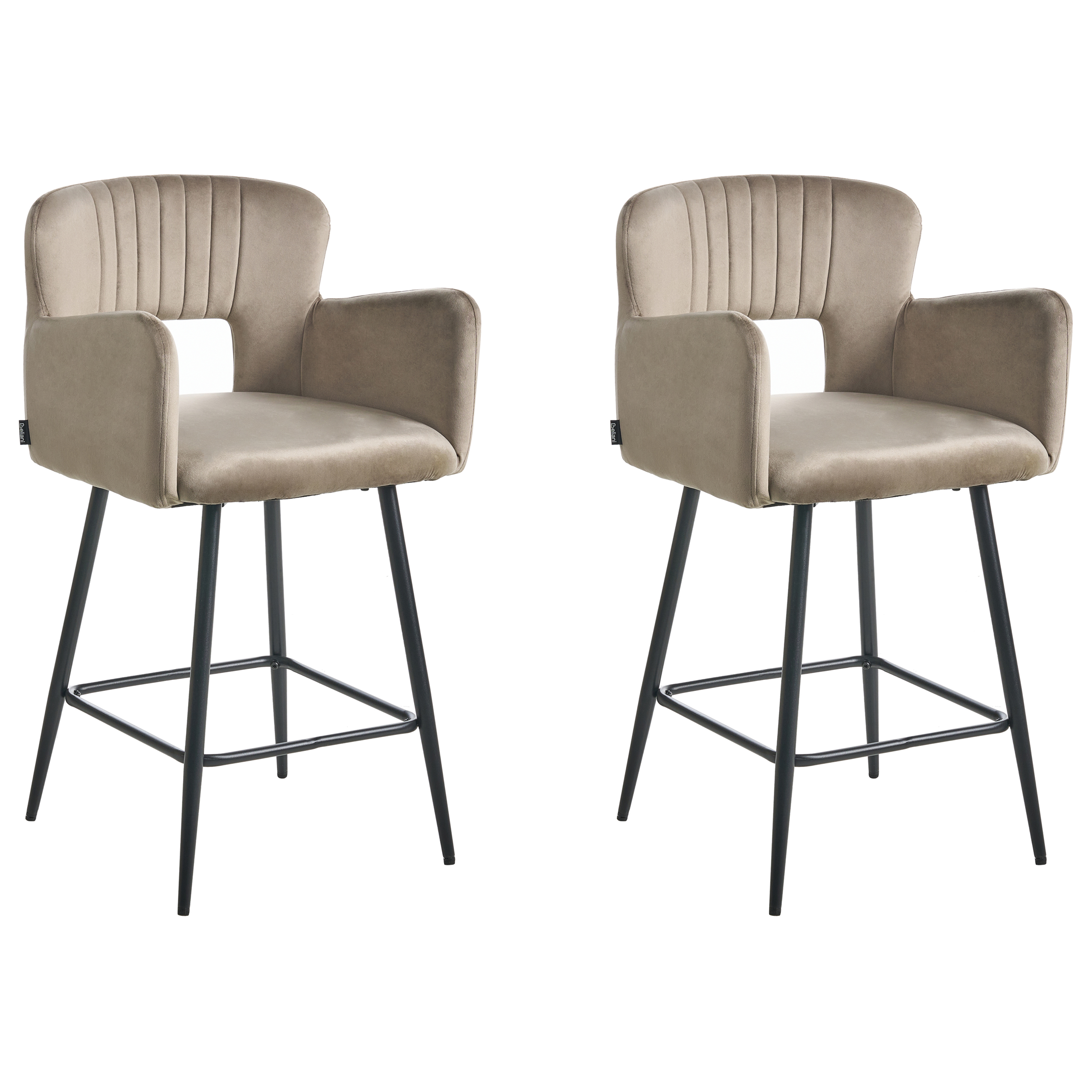 Set de 2 scaune de bar SANILAC Catifea Taupe [2]