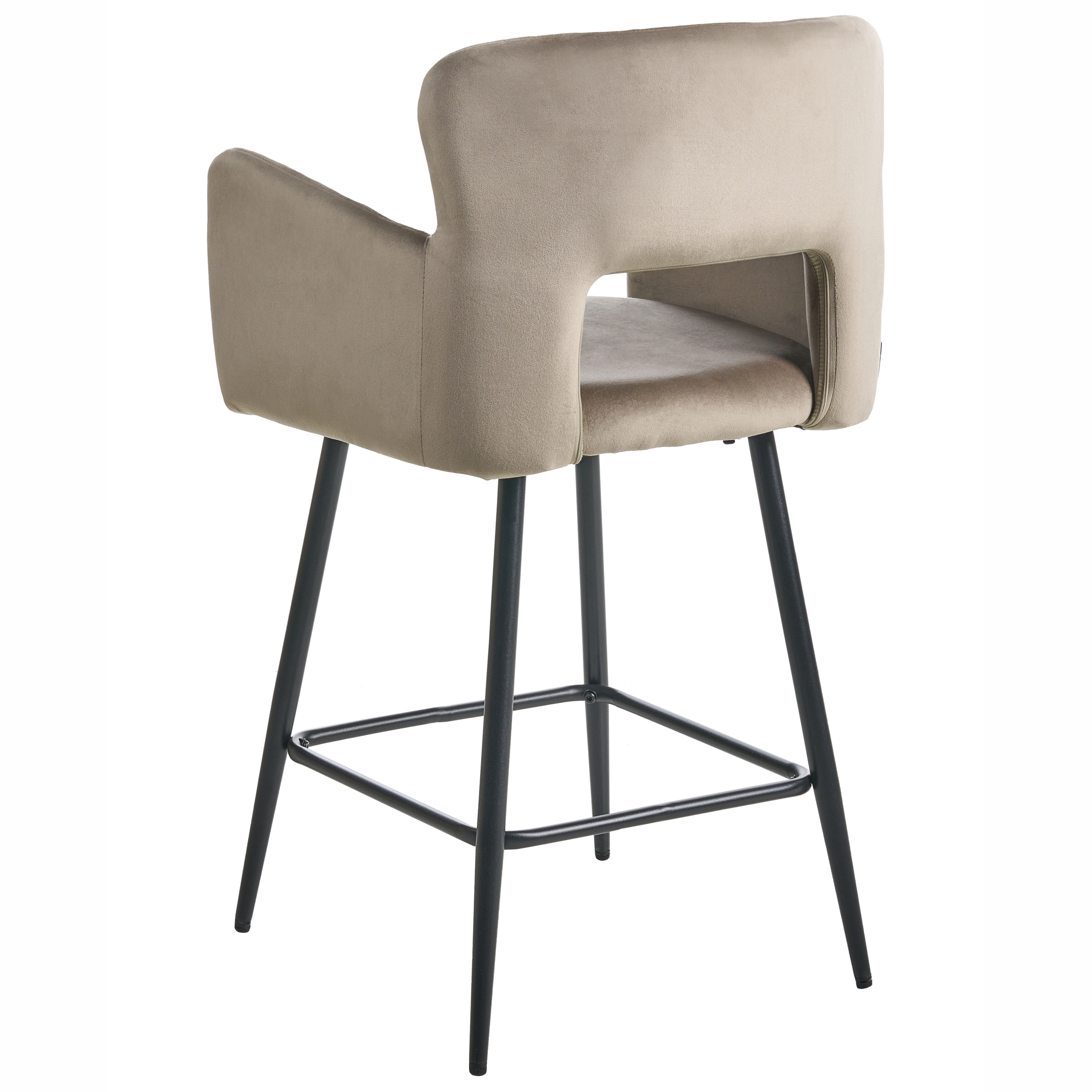 Set de 2 scaune de bar SANILAC Catifea Taupe [6]