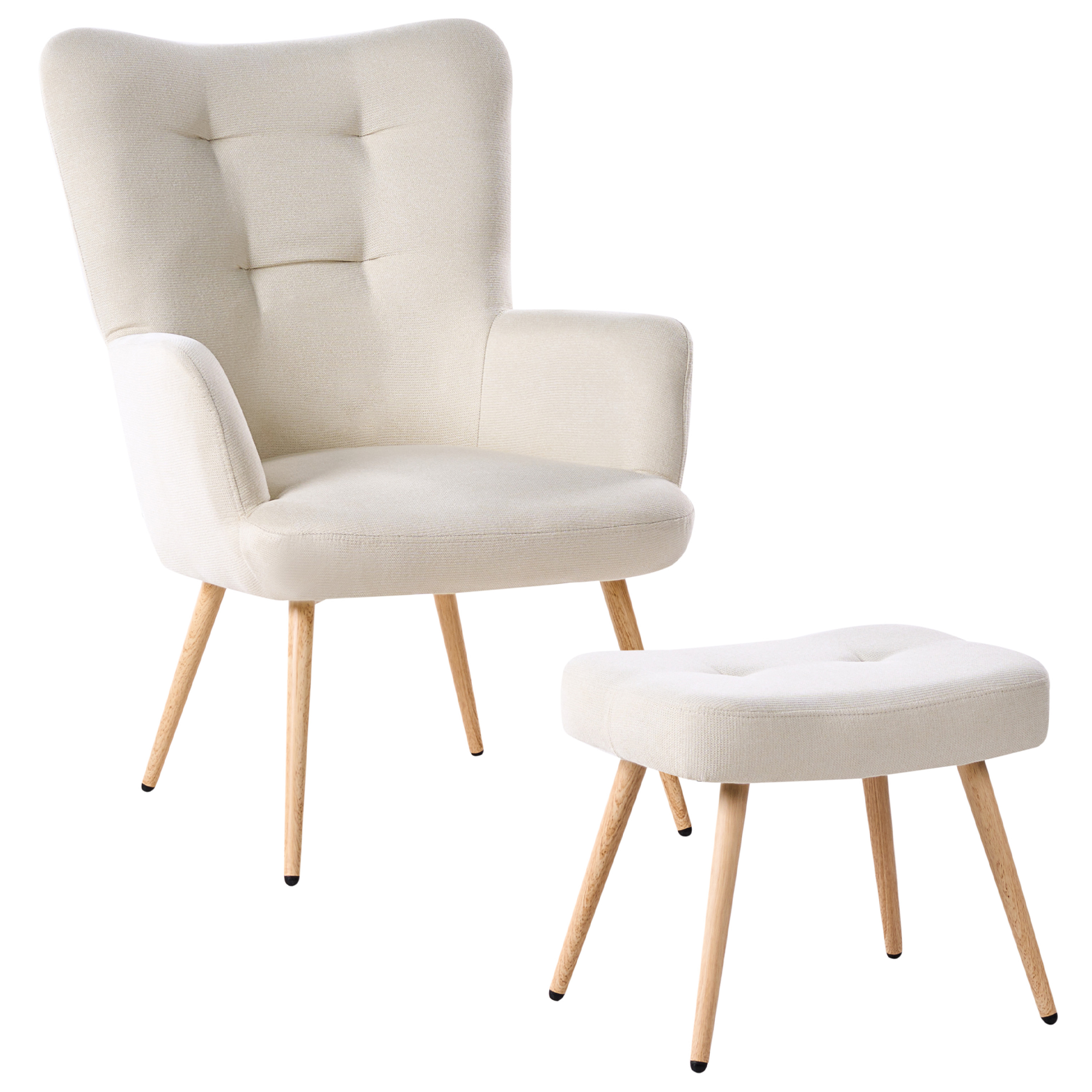 VEJLE high-back armchair with stool Light beige [2]