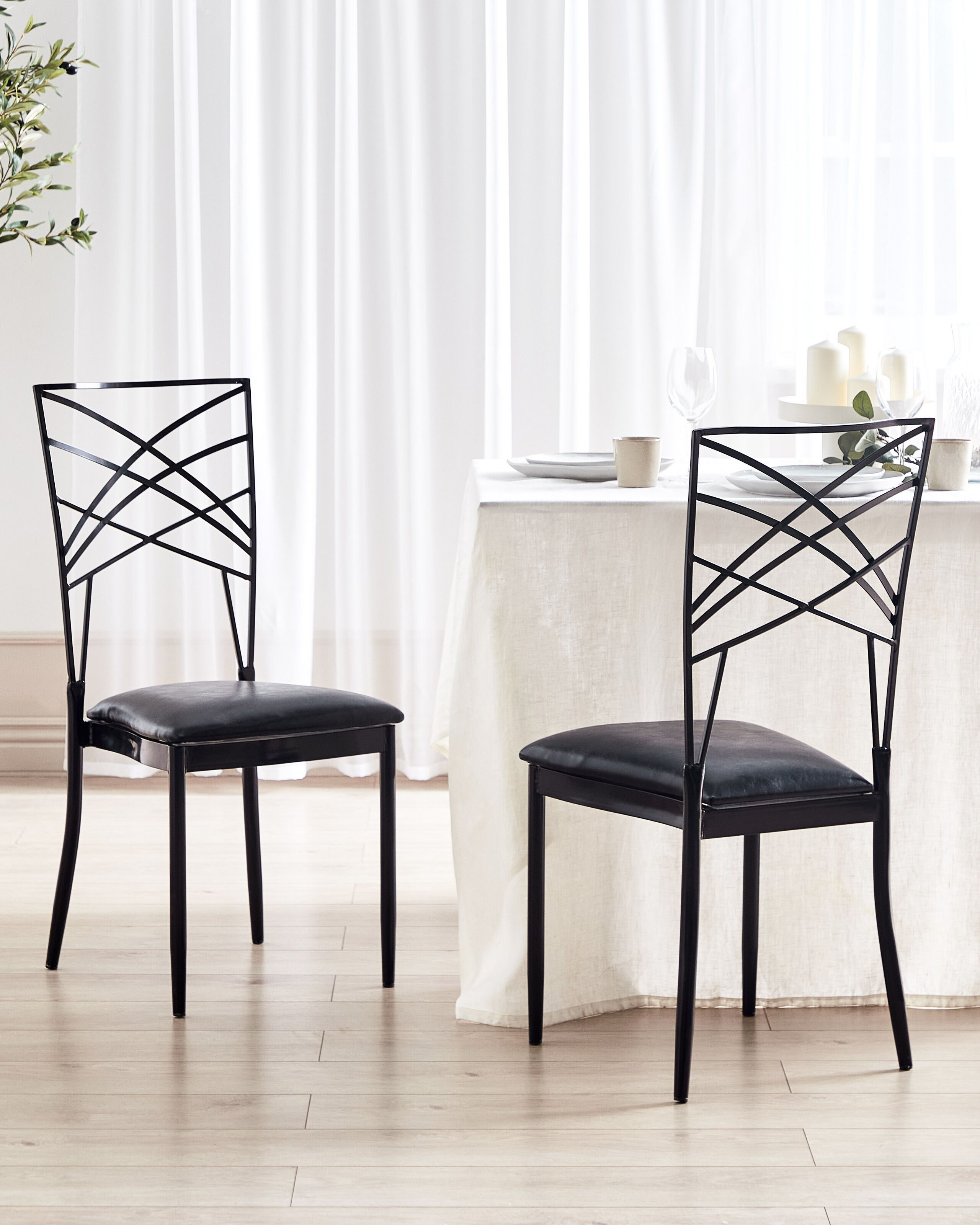 Scaun dining - Set de 2 scaune dining GIRARD Metal Negru