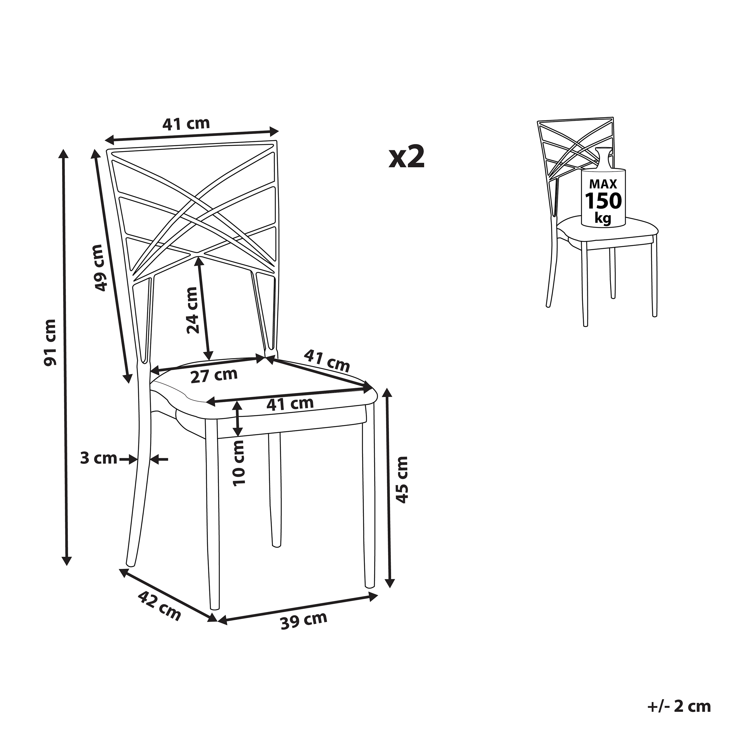 Set of 2 dining chairs GIRARD Metal Black [2]
