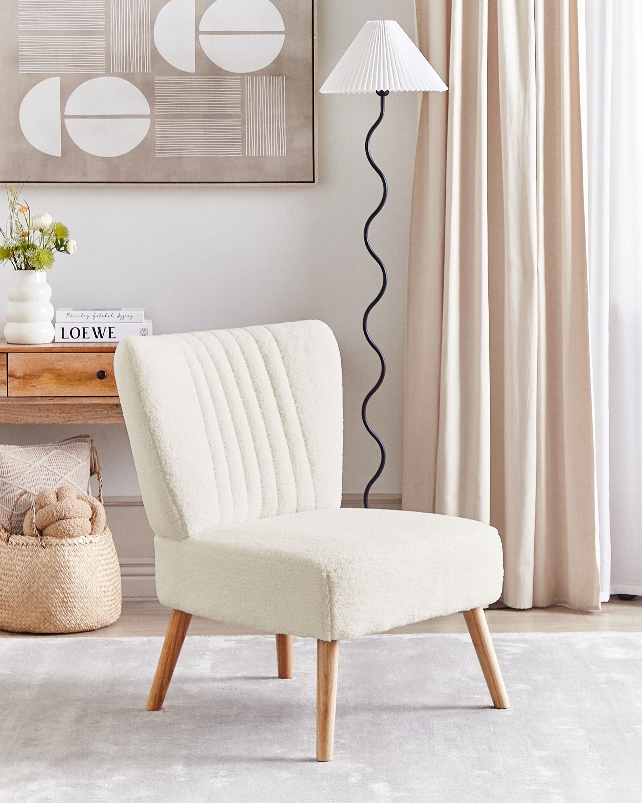 Fotoliu - Fotoliu VAASA Boucle Alb