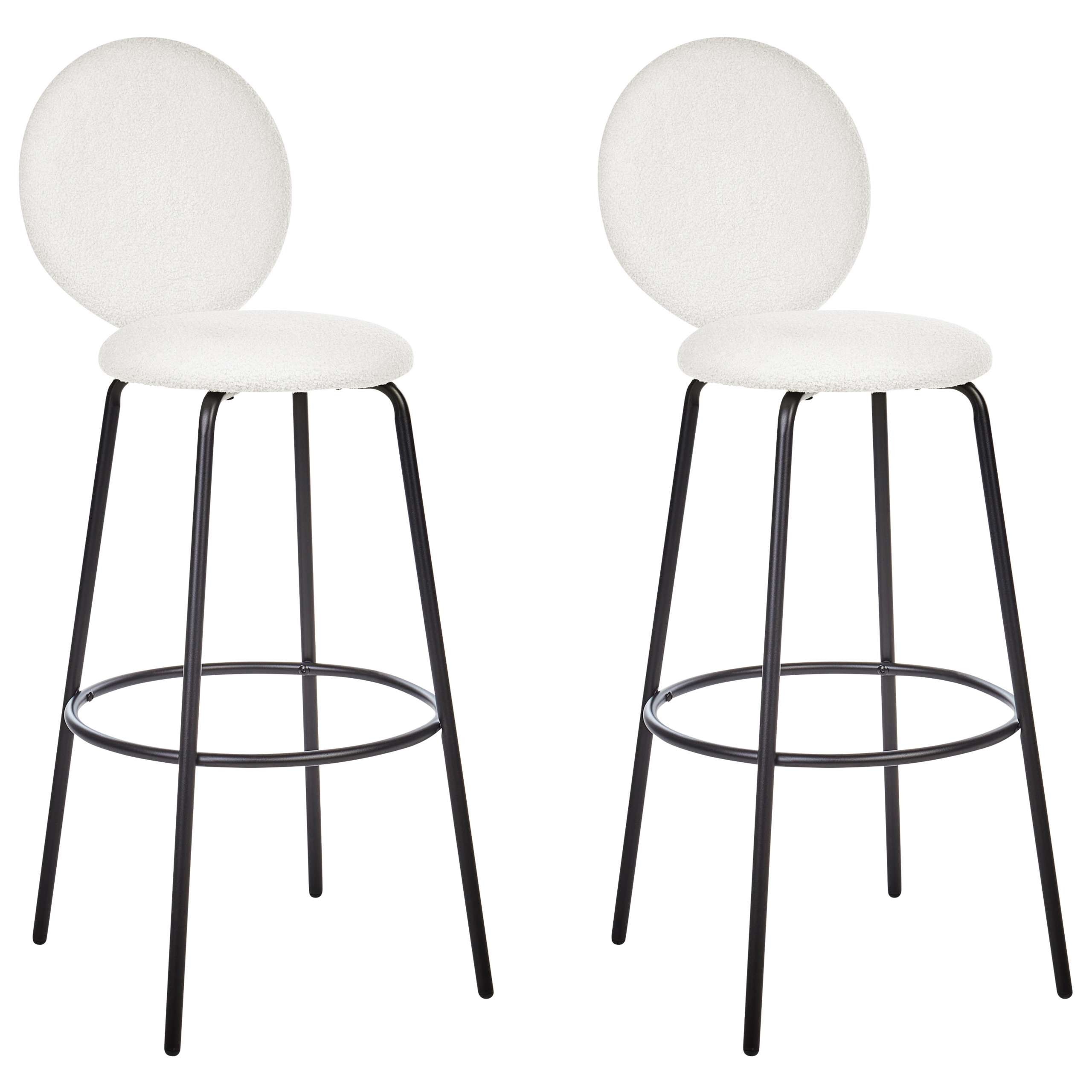 Set of 2 bar stools EMERY Boucle White [4]