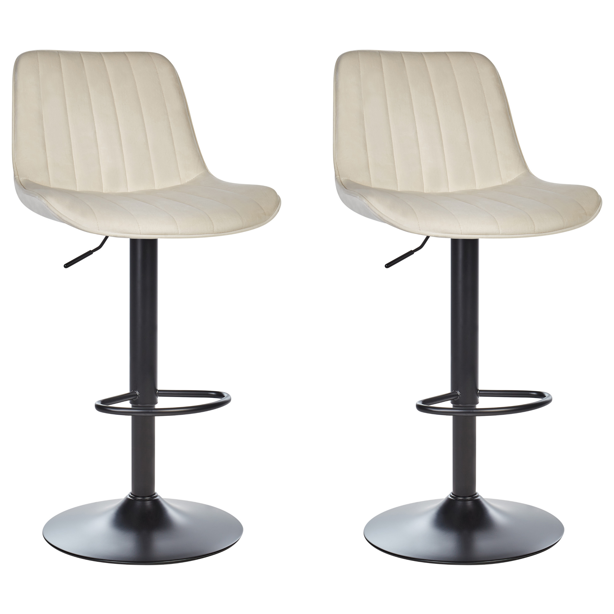 Set of 2 Bar Stools DUBROVNIK Velvet Swivel Light Beige [2]