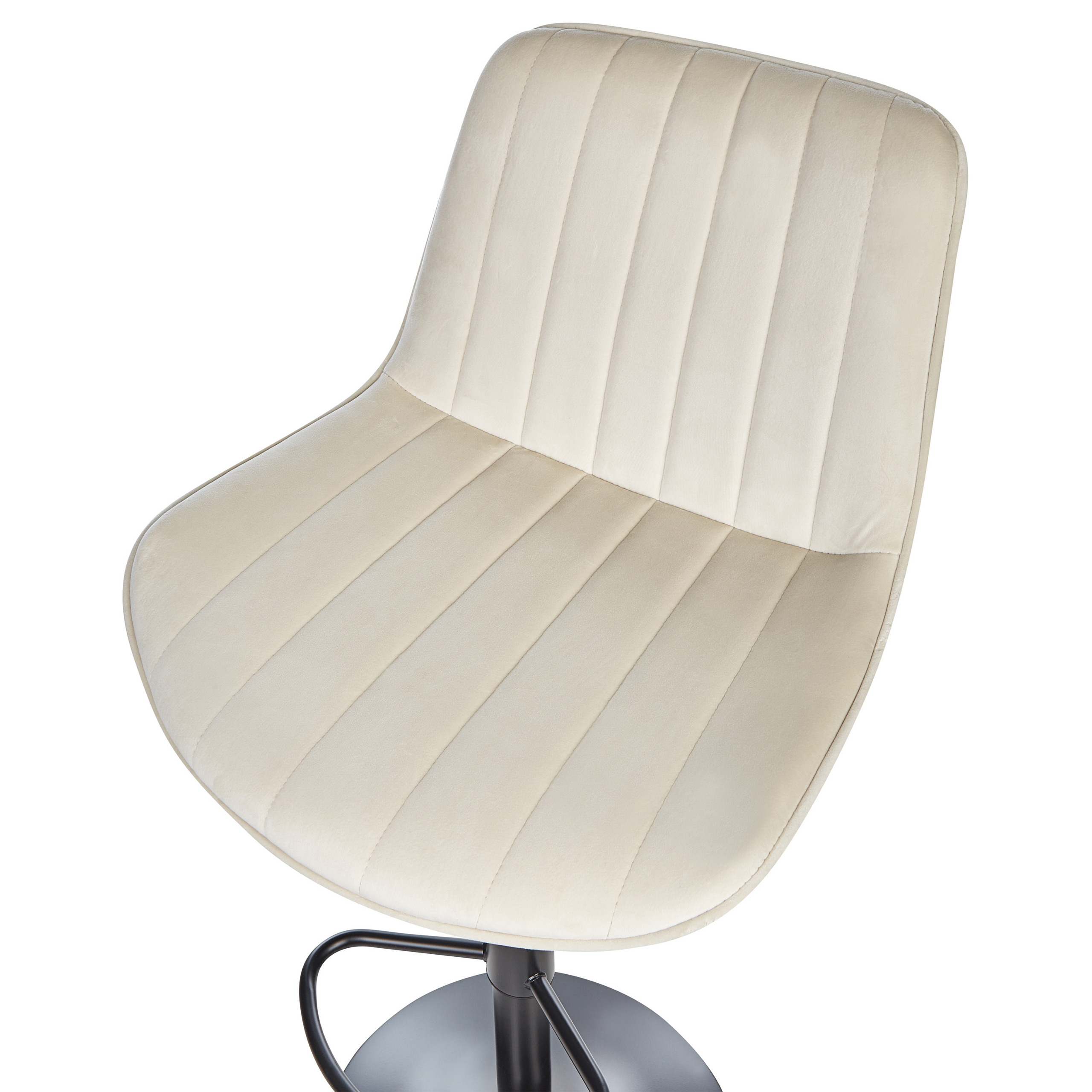 Set of 2 Bar Stools DUBROVNIK Velvet Swivel Light Beige [7]