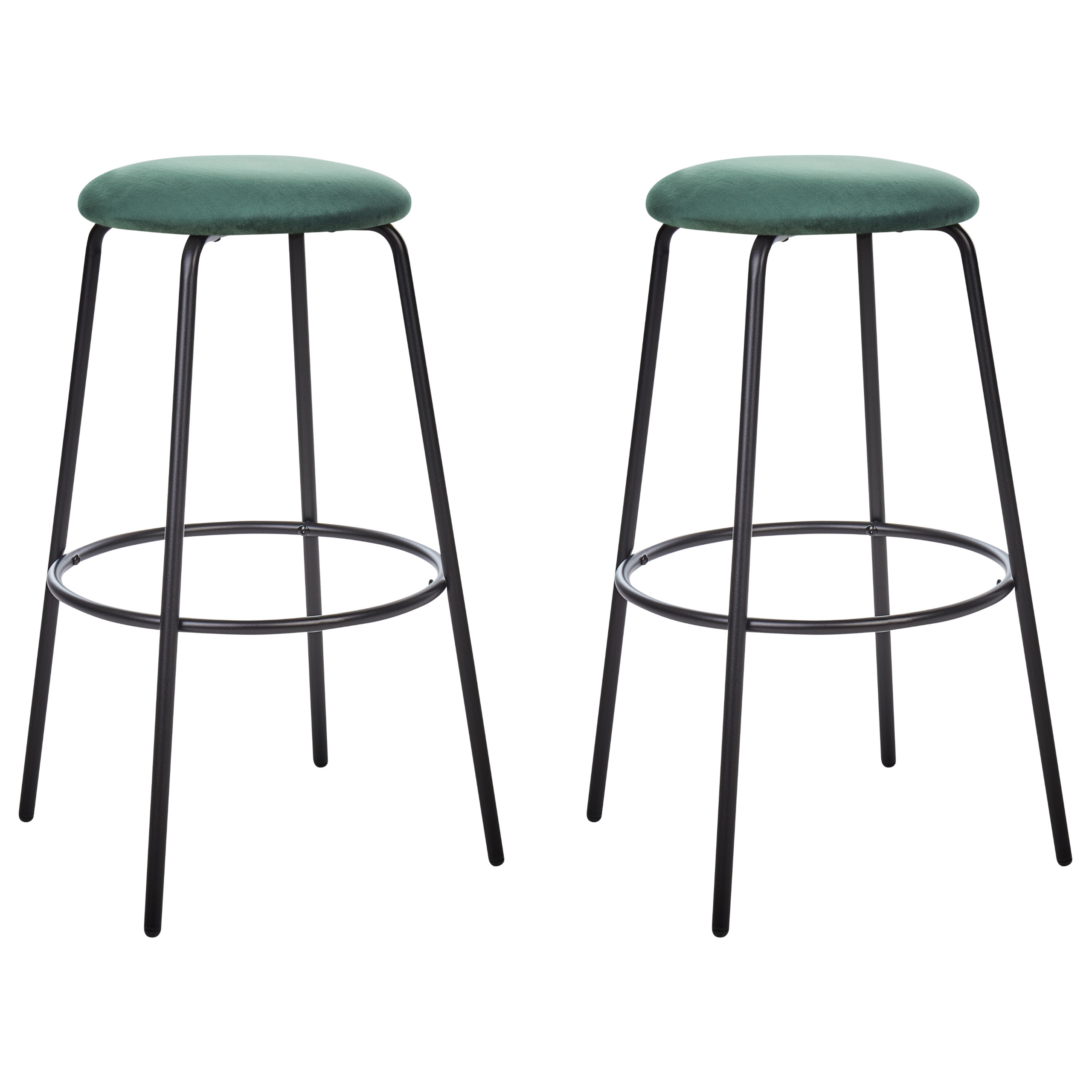 Set of 2 bar chairs MORTON Velvet Emerald Green [2]