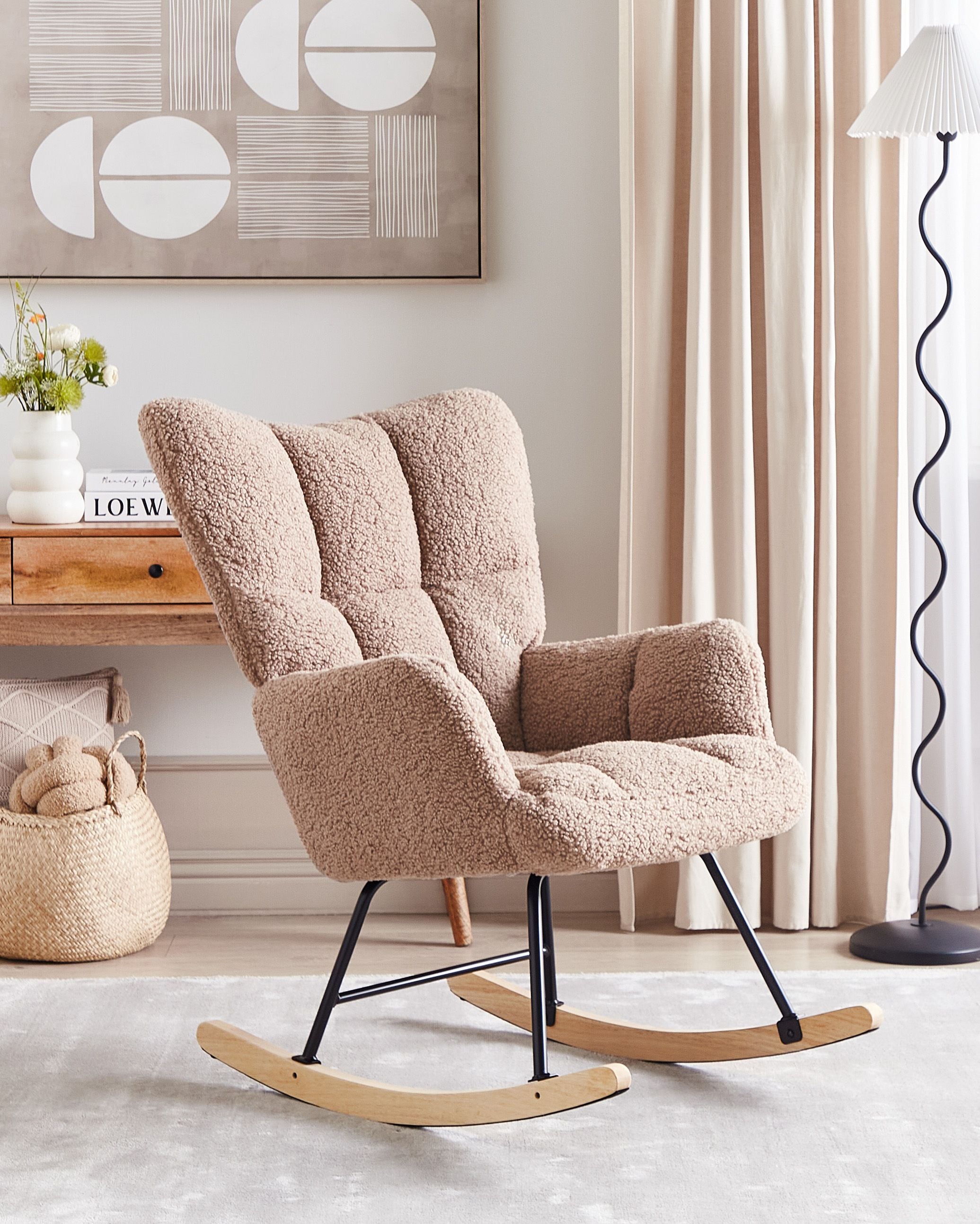 Fotoliu de relaxare - OULU rocking chair Boucle Sand