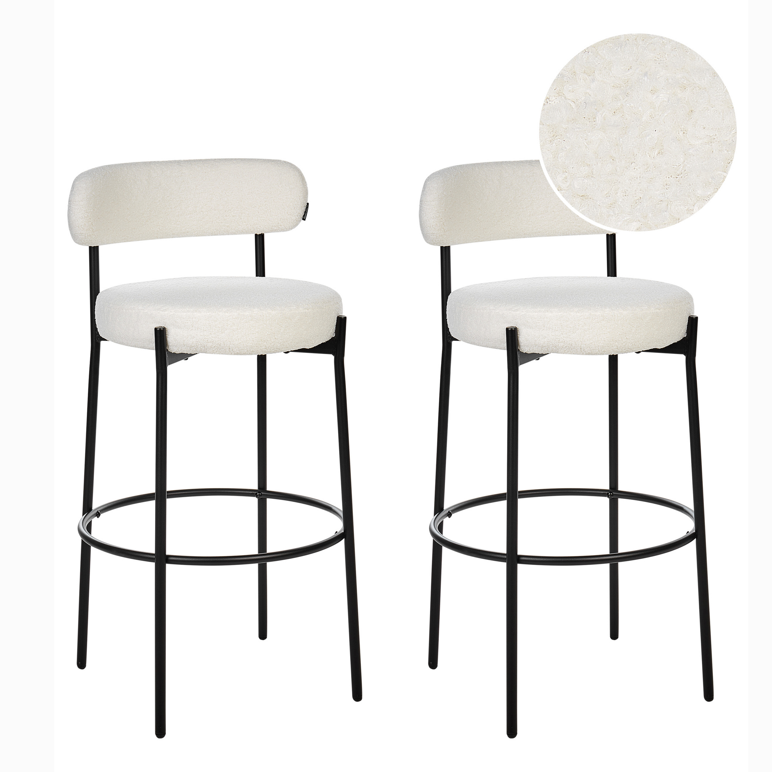 Set of 2 bar chairs ALLISON Boucle White [2]