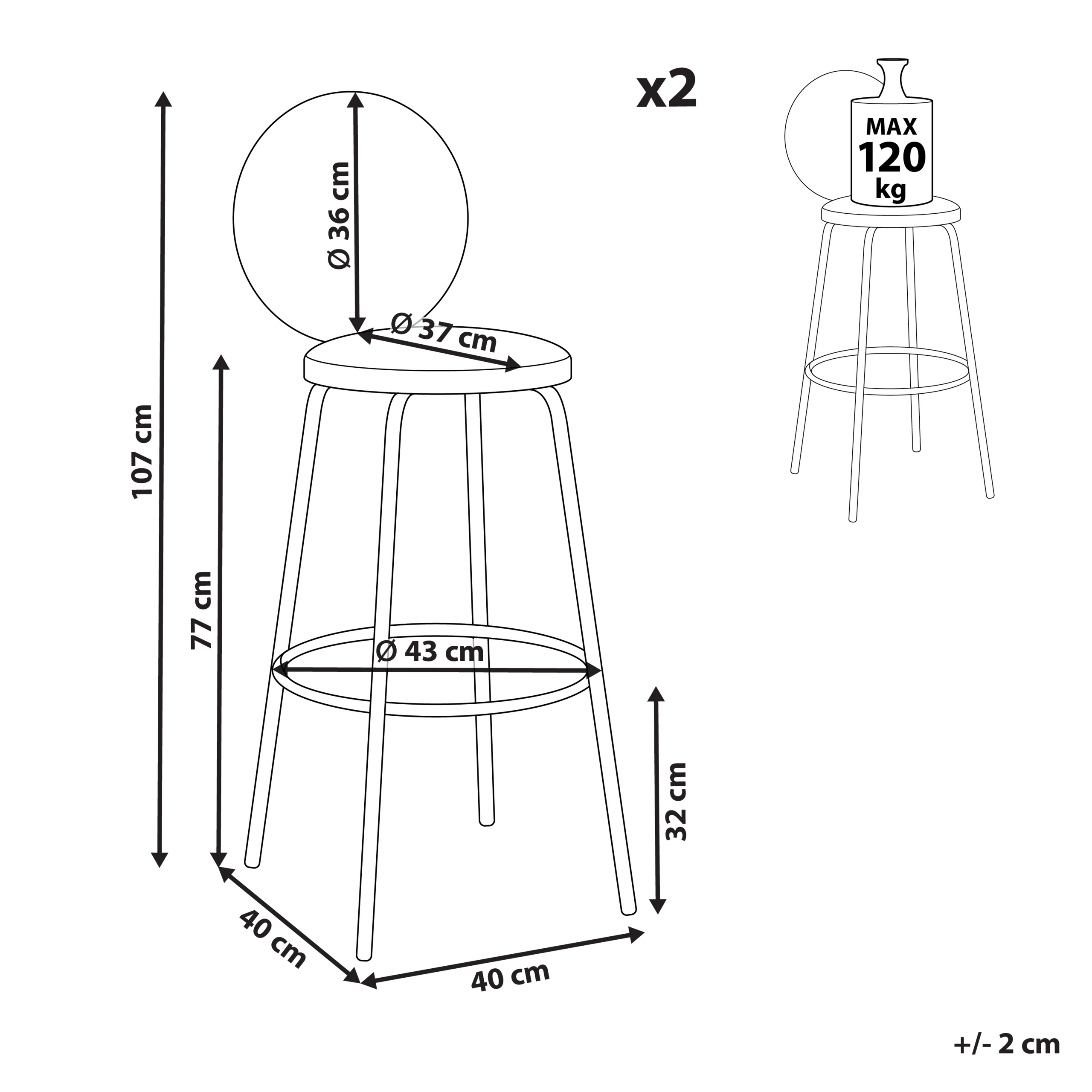 Set de 2 scaune de bar EMERY Boucle Negru [3]