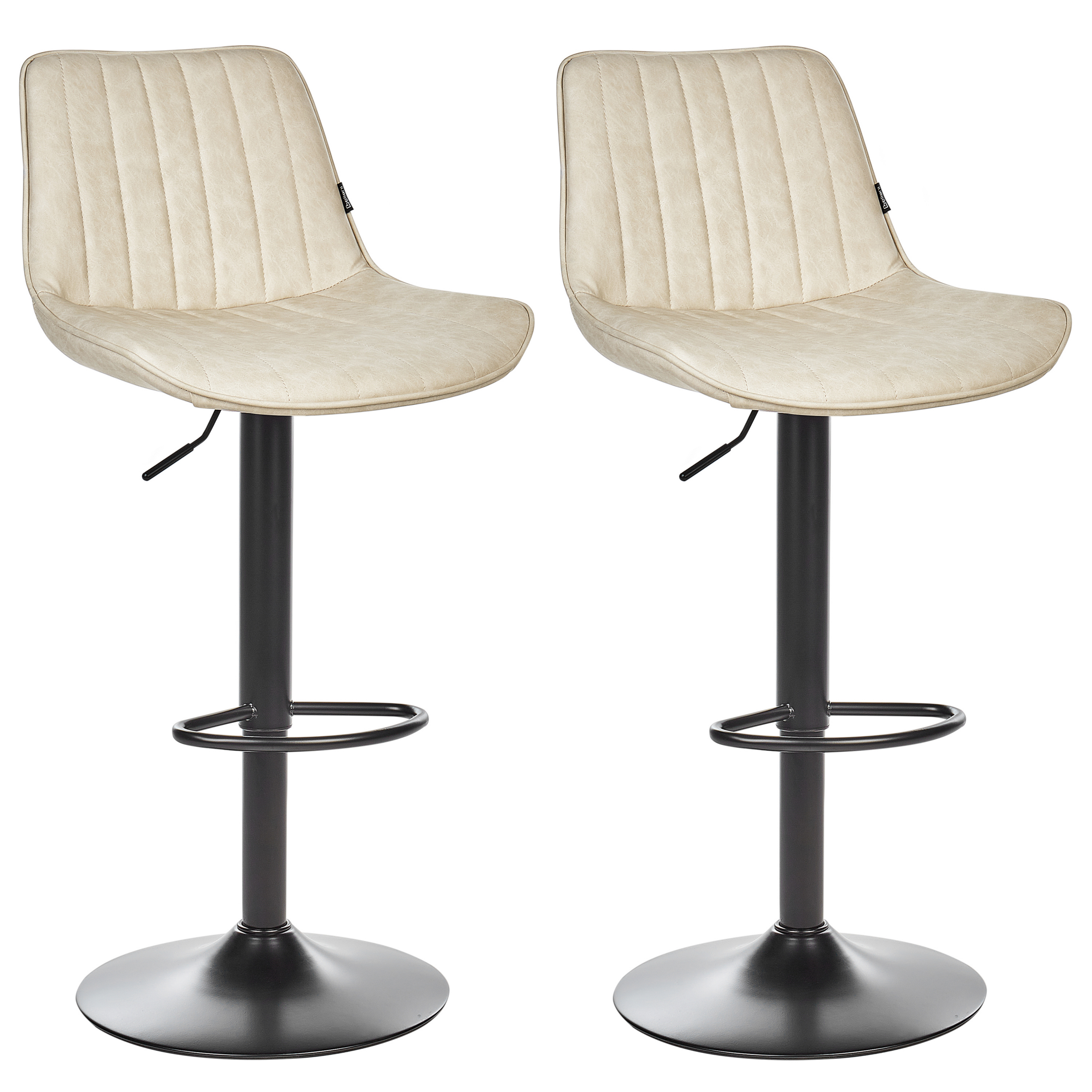 Set of 2 DUBROVNIK bar stools Eco-leather Swivel Light beige [2]