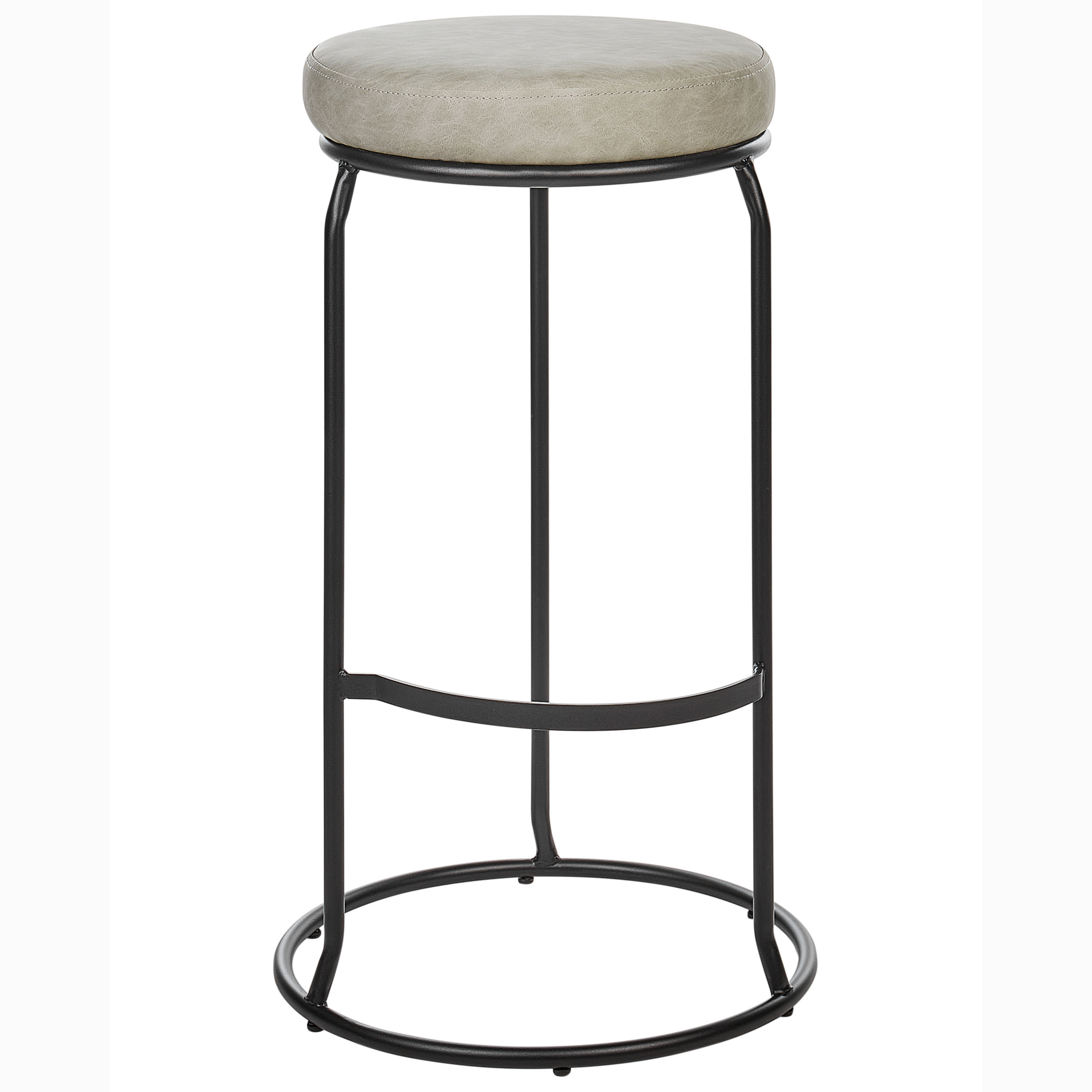 Set de 2 scaune de bar MILROY Piele ecologică Gri deschis [4]