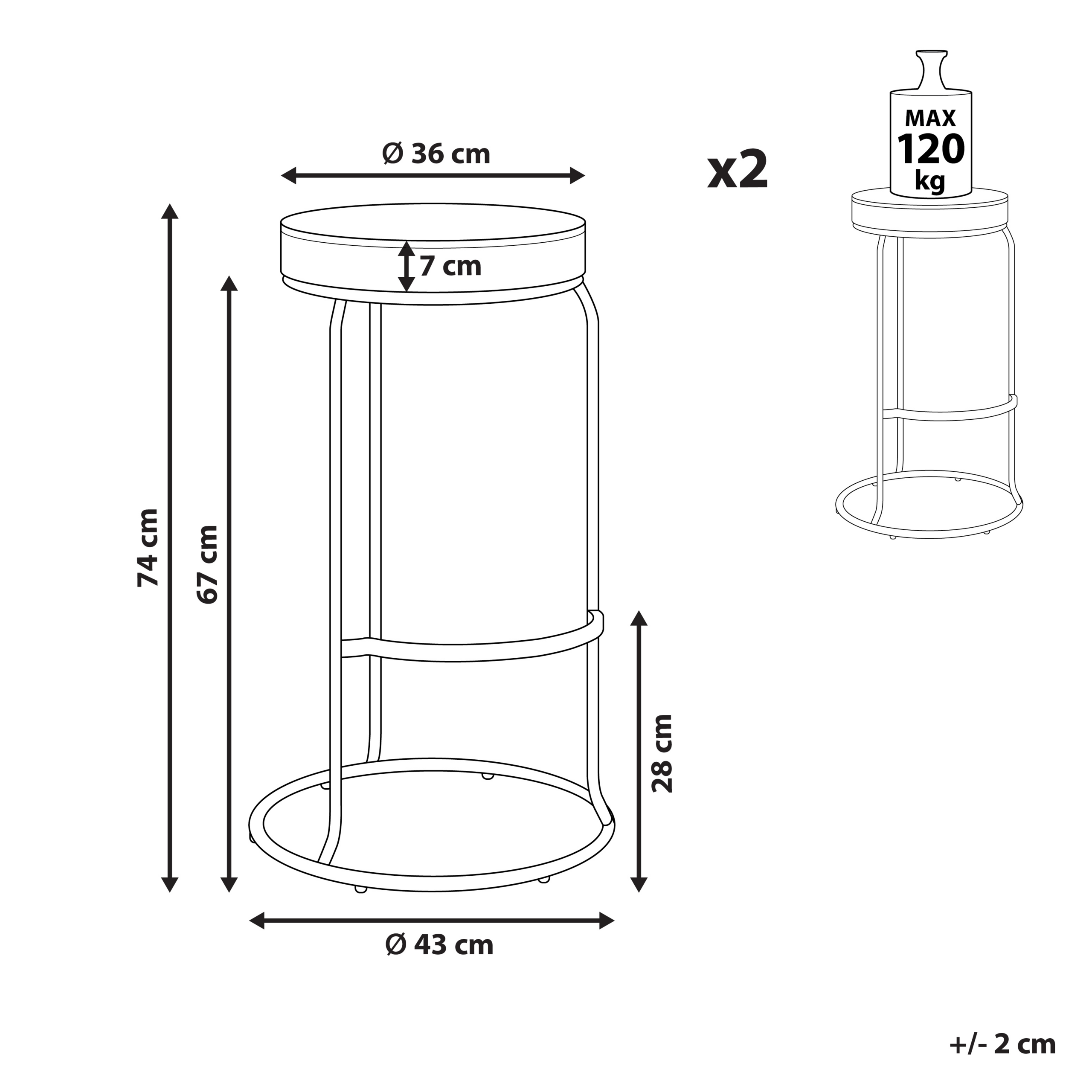 Set of 2 bar chairs MILROY Eco-leather Light Grey [3]