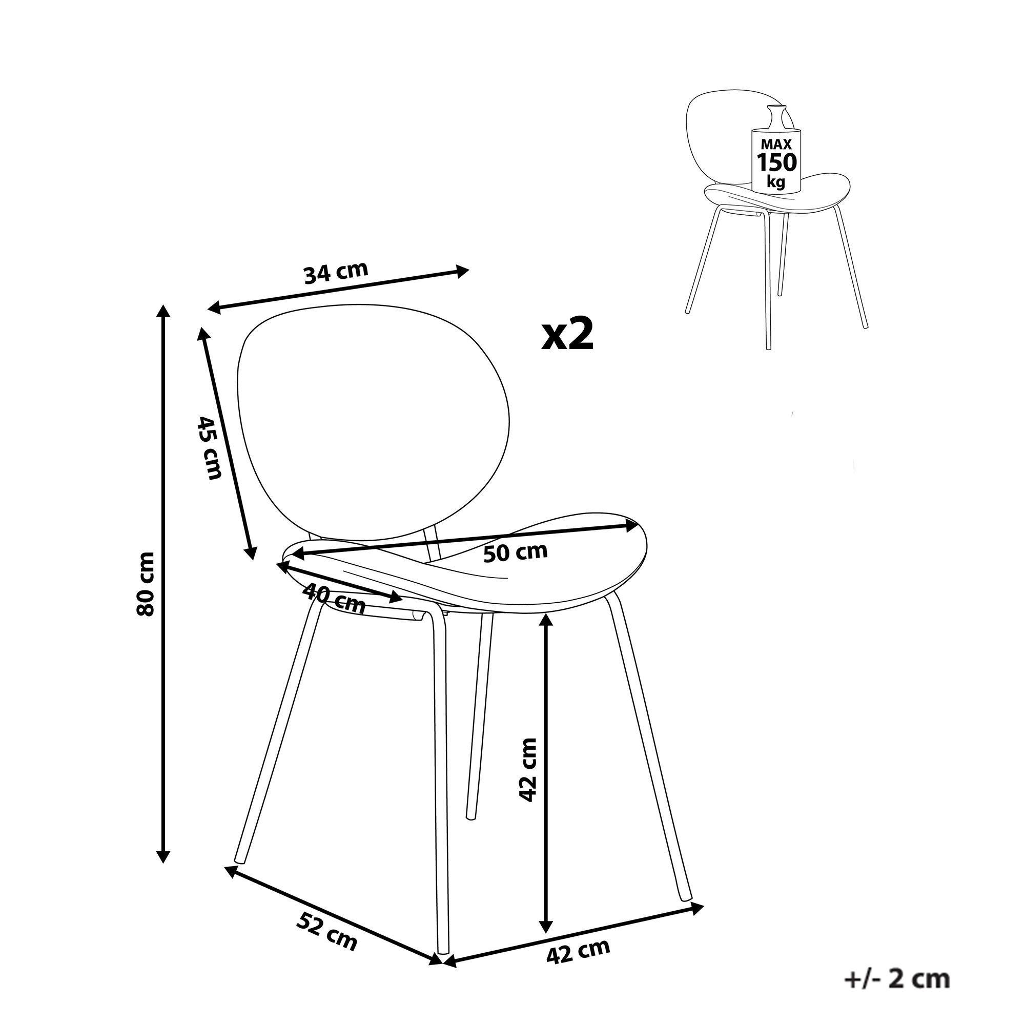 Set de 2 scaune dining LUANA Boucle Taupe [3]