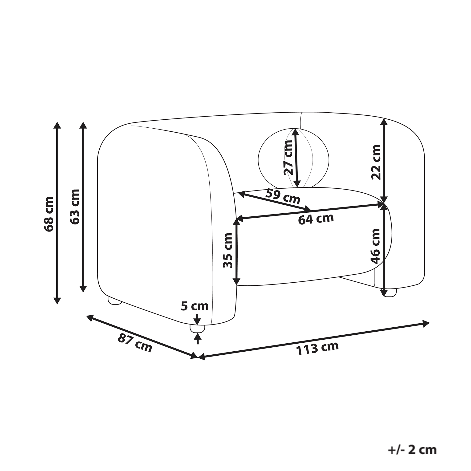 Fotoliu LEIREN Catifea Taupe [2]