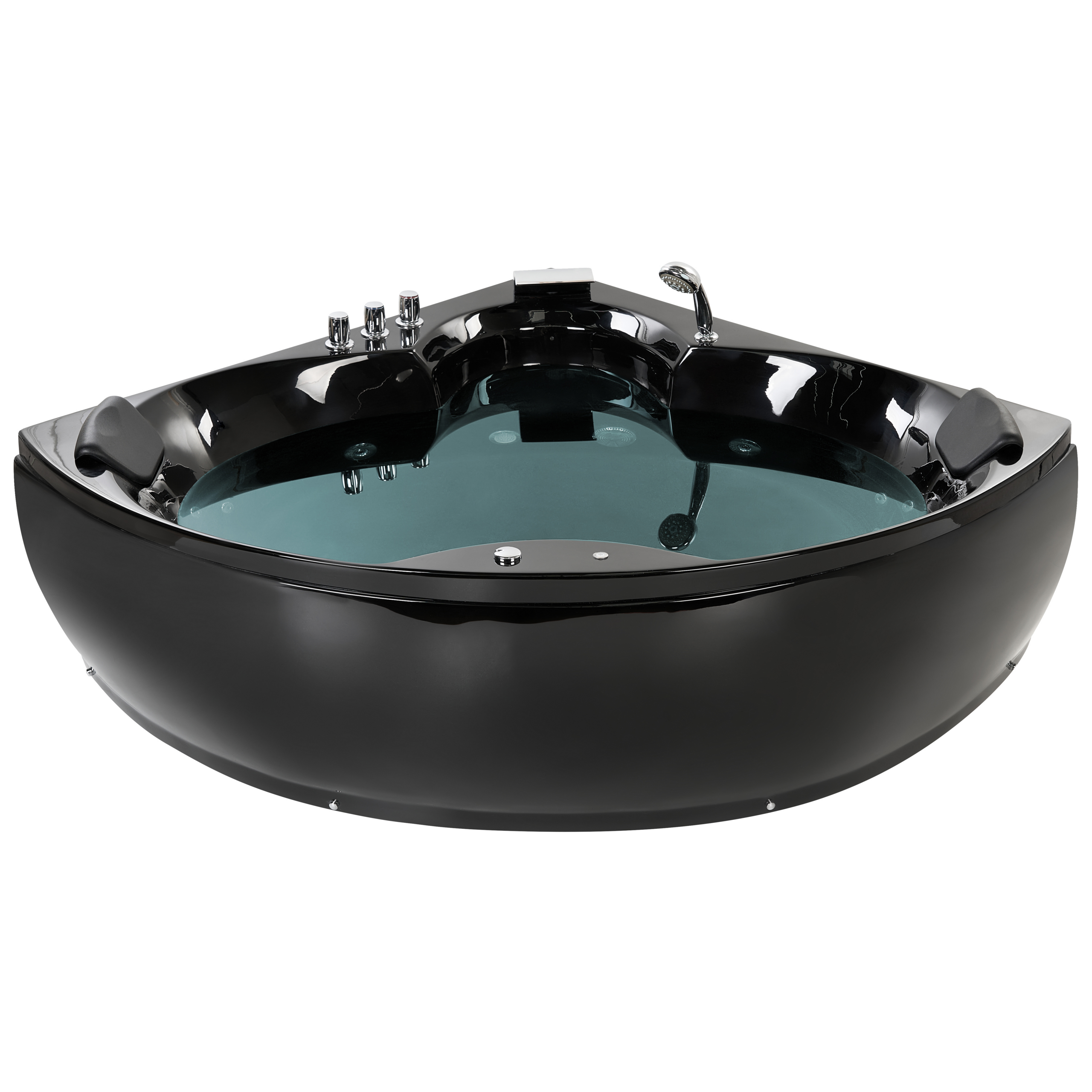 Cadă de colț LED cu hidromasaj SENADO 205 x 150 cm Negru [4]