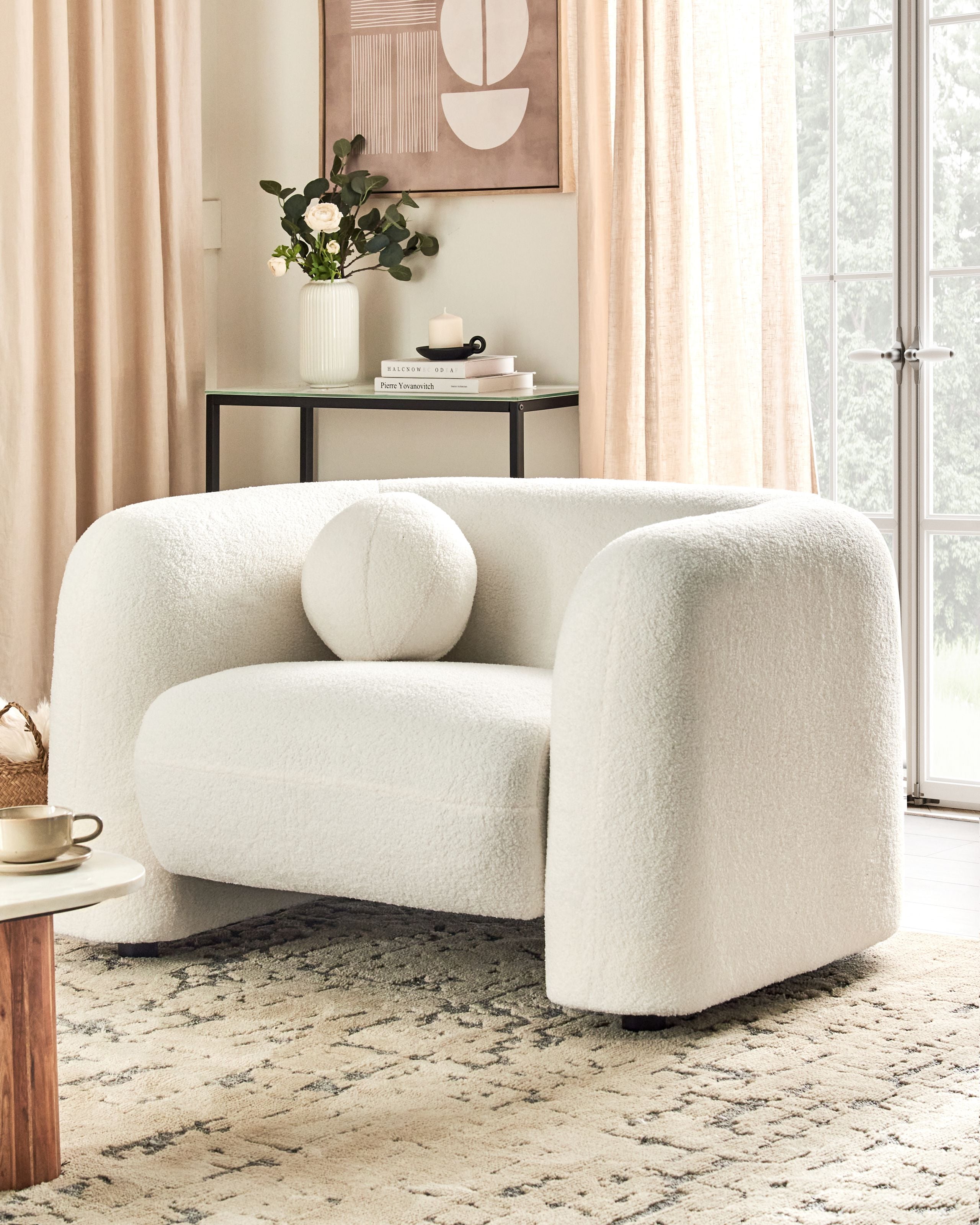 Fotoliu - Fotoliu LEIREN Boucle Alb