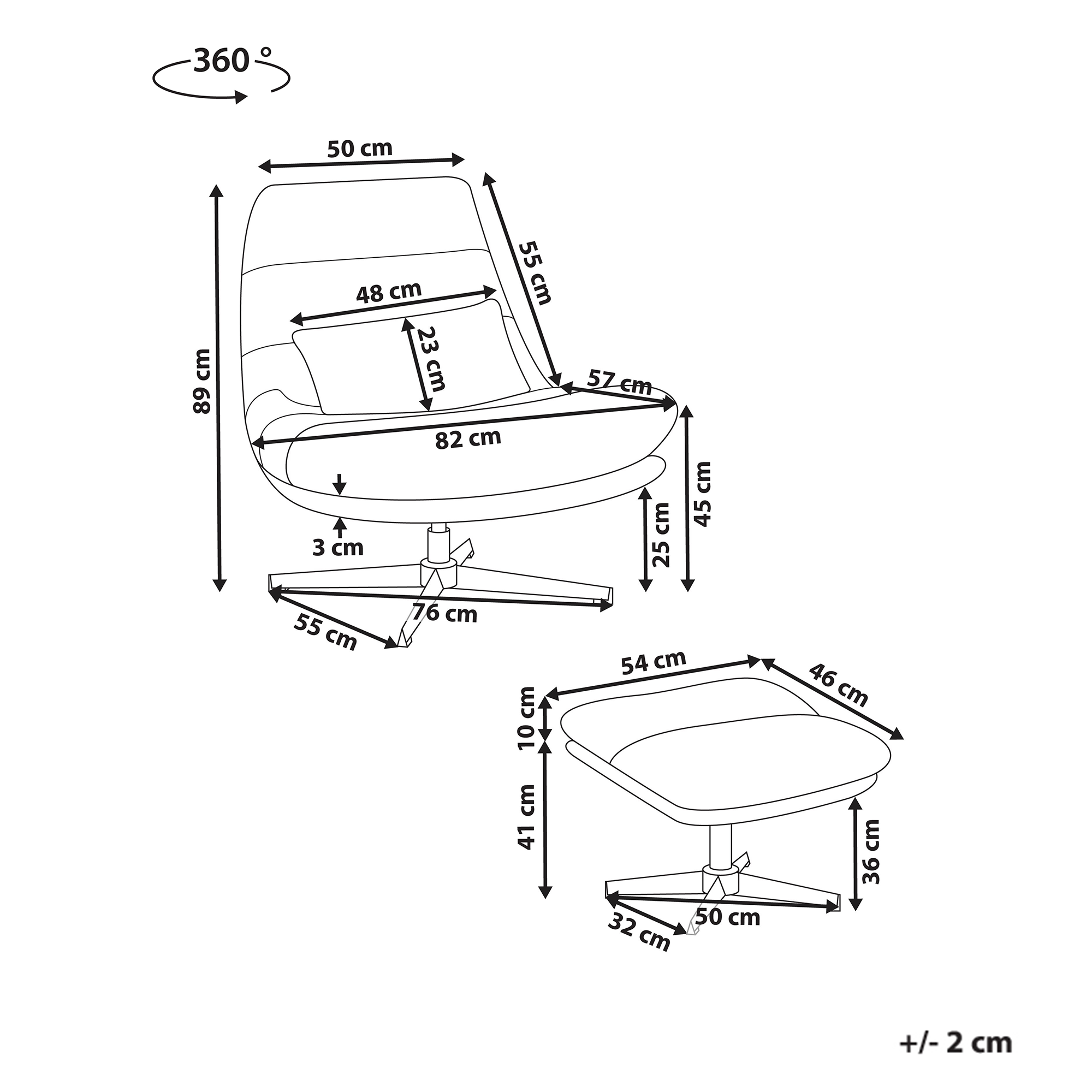 Fotoliu rotativ TOVIK cu taburet Chenille Verde deschis [2]