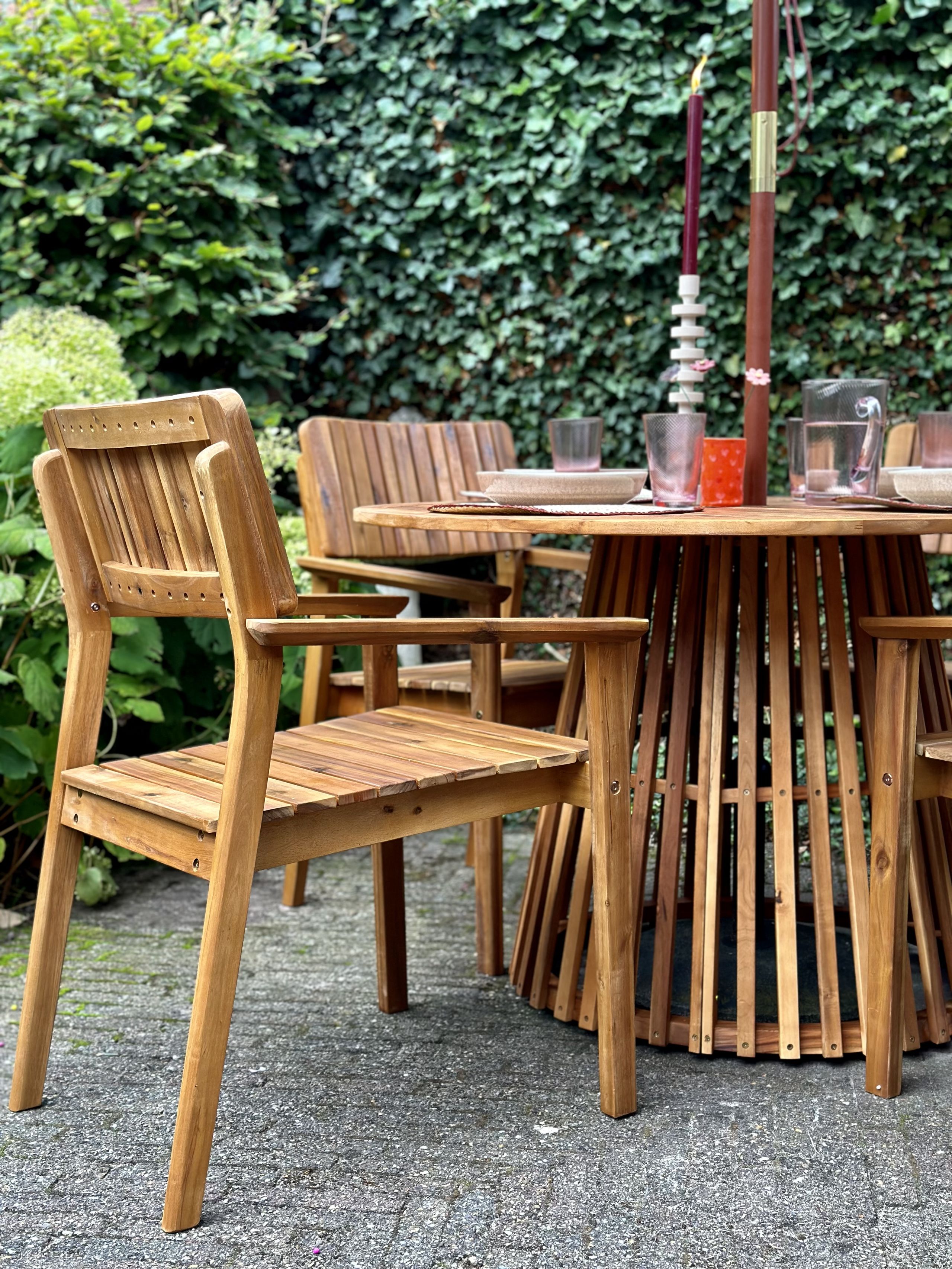 Scaun dining - Set of 2 garden chairs AGELLO Acacia Wood Brown