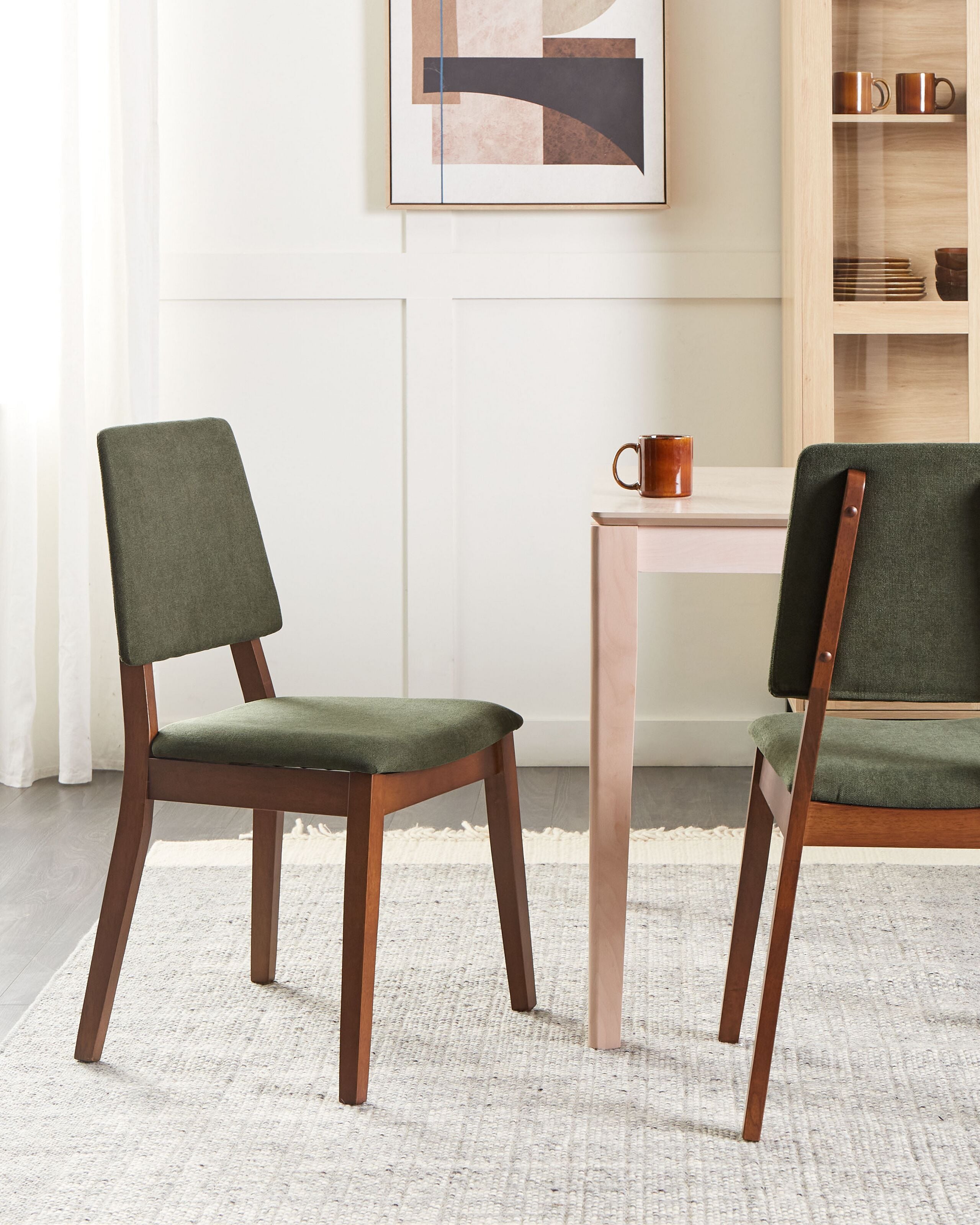 Scaun dining - Set of 2 dining chairs MERRILL Dark Green Wood