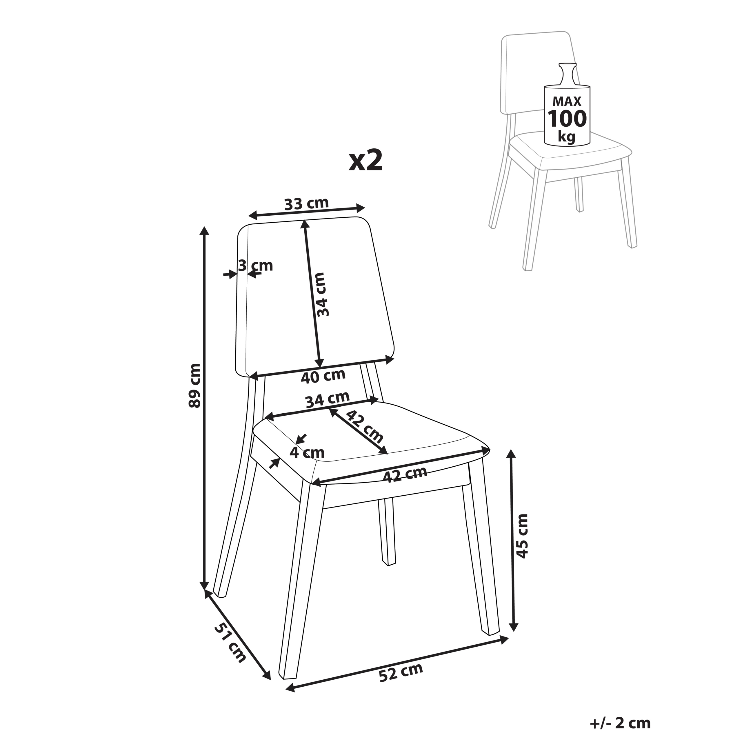 Set of 2 dining chairs MERRILL Dark Green Wood [3]