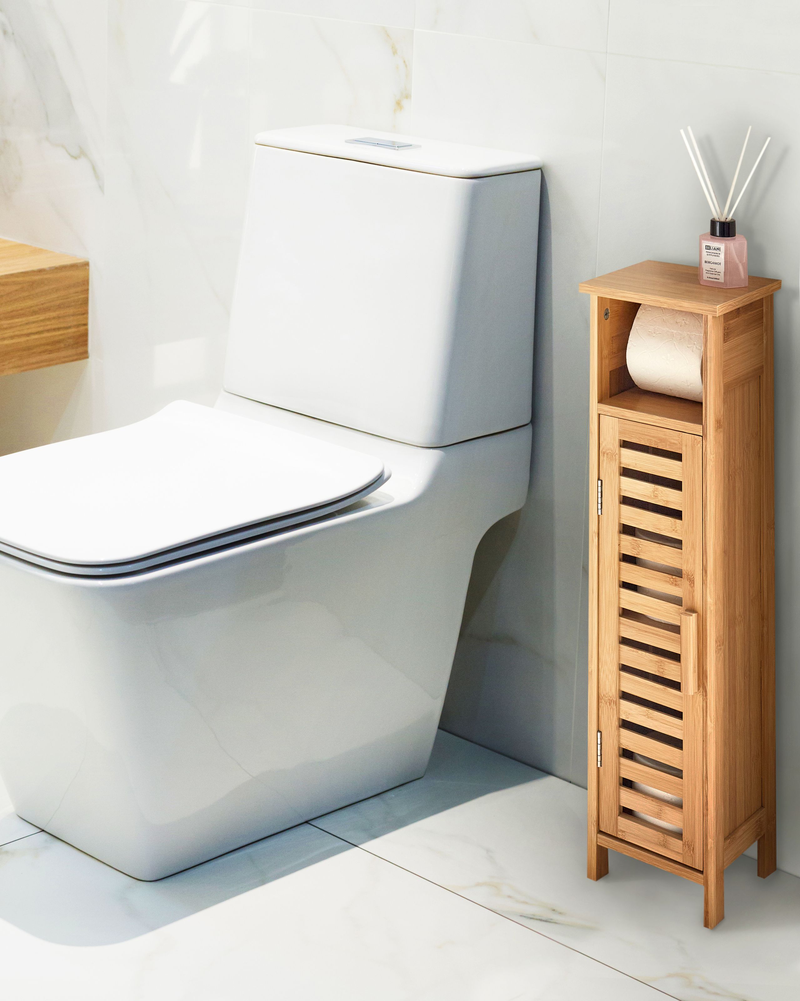 Dulap de baie - Toilet paper cabinet OLATHE Bamboo wood Light brown