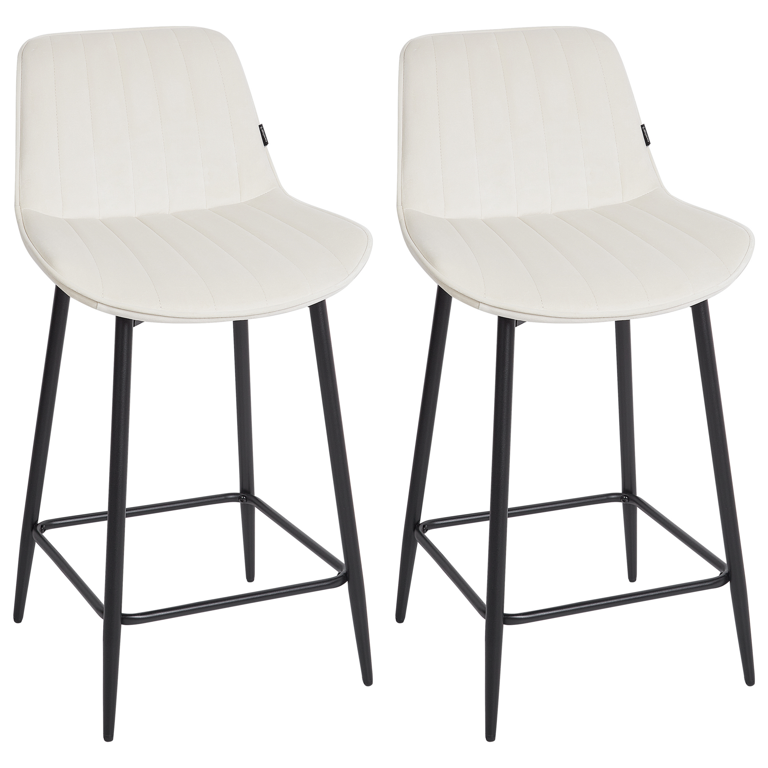 Set of 2 bar stools DUBROVNIK Velvet Light Beige [2]