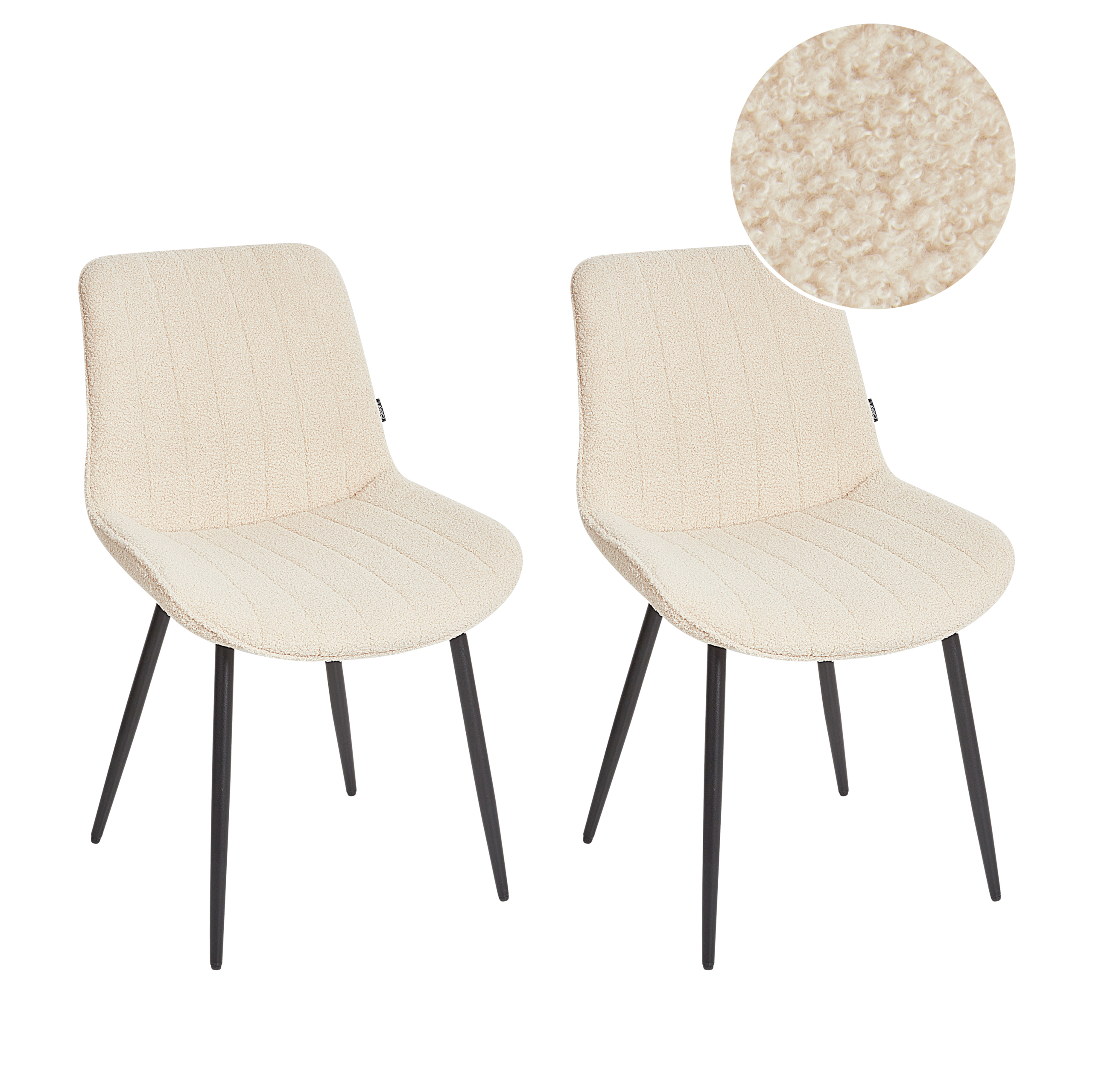 Set of 2 dining chairs DUBROVNIK Boucle Light Beige [2]