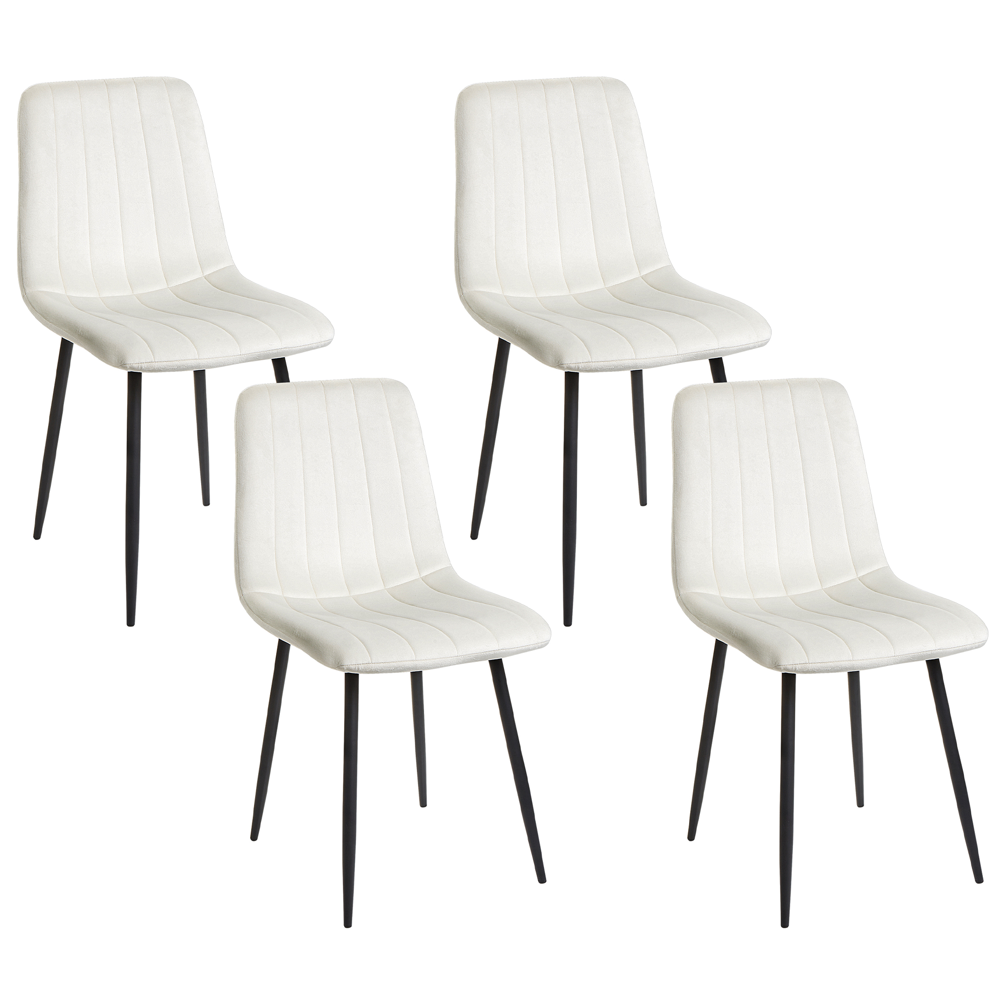 Set of 4 Dining Chairs KALISPELL Velvet Off-White [2]